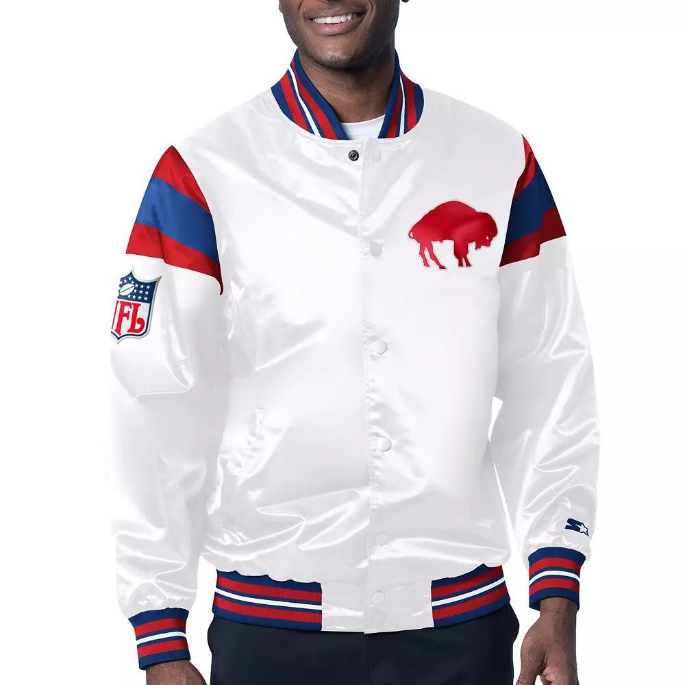 Men's Starter White/Royal Buffalo Bills Vintage Satin Full-Snap Varsity Jacket, Size: 2XL Product Image