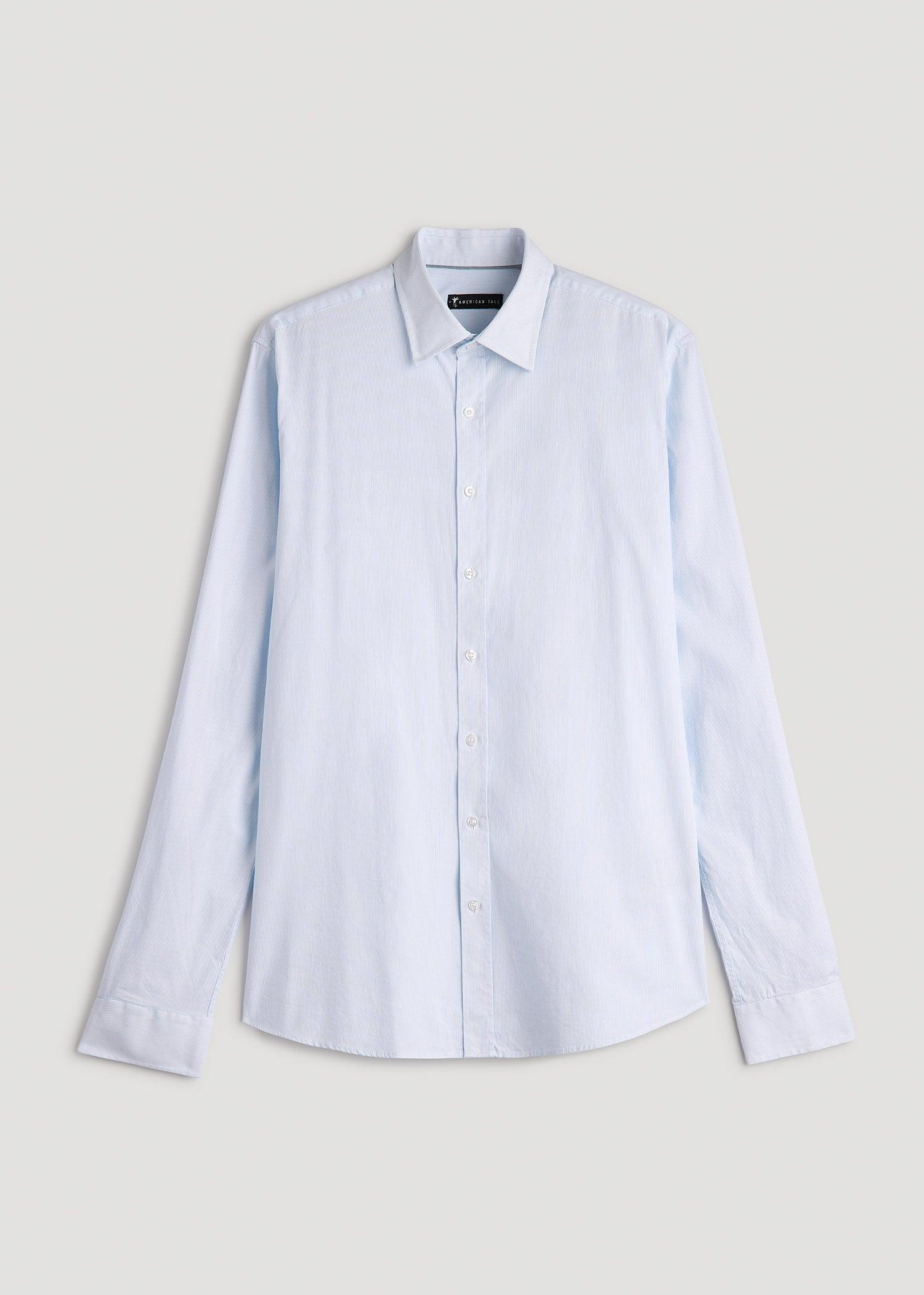 Oskar Button-Up Dress Shirt for Tall Men in Blue Mini Stripe Product Image