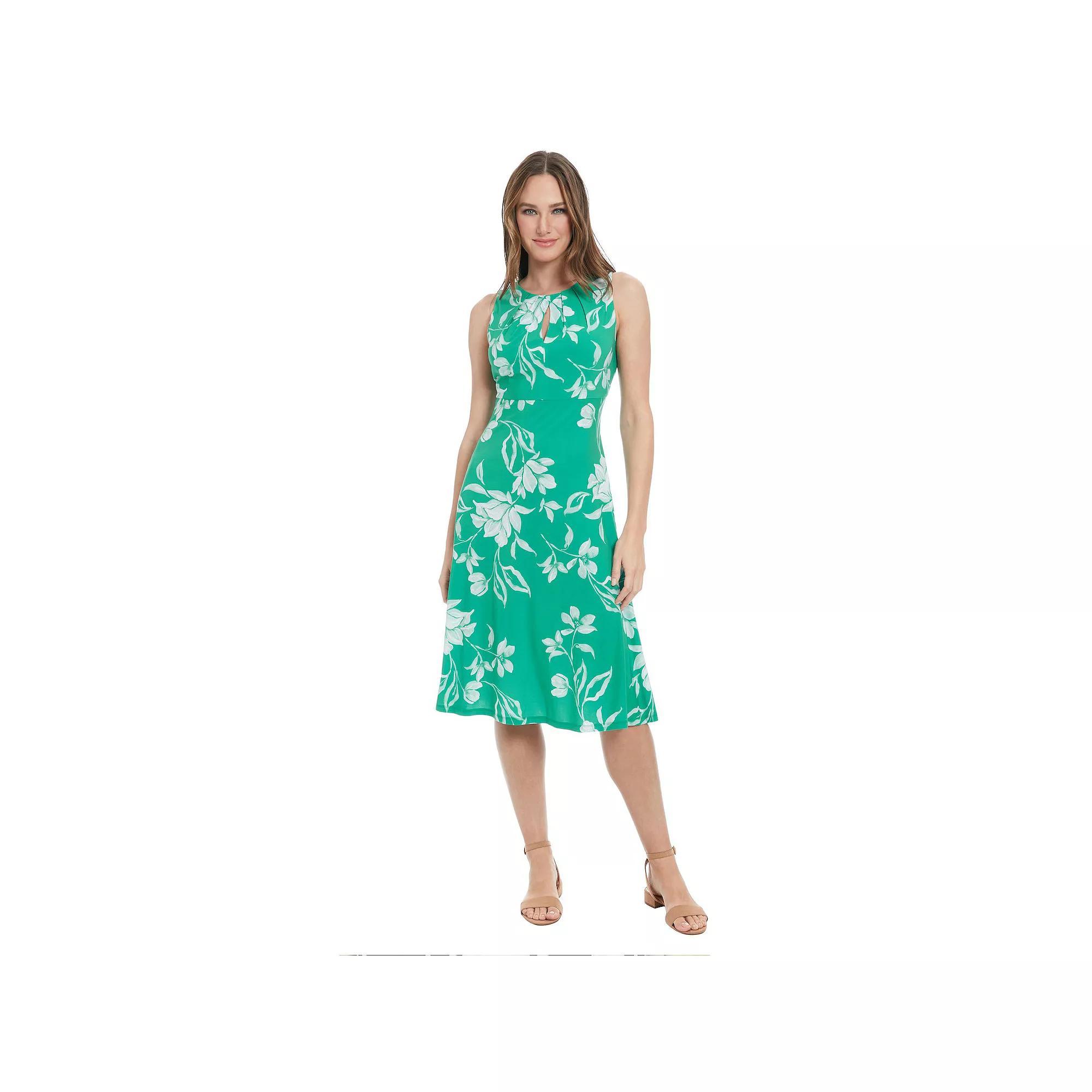 Women's London Times Empire Waist Fit & Flare Midi Dress, Size: 14, Green Ivory Product Image