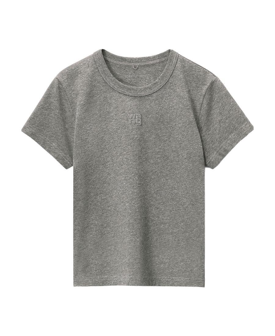 ALEXANDER WANG T Logo-appliqué Cotton T-shirt In Gray Product Image