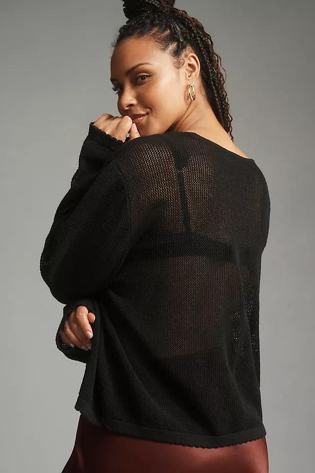 By Anthropologie Sheer Lace Bias-Cut Cardigan Sweater Product Image
