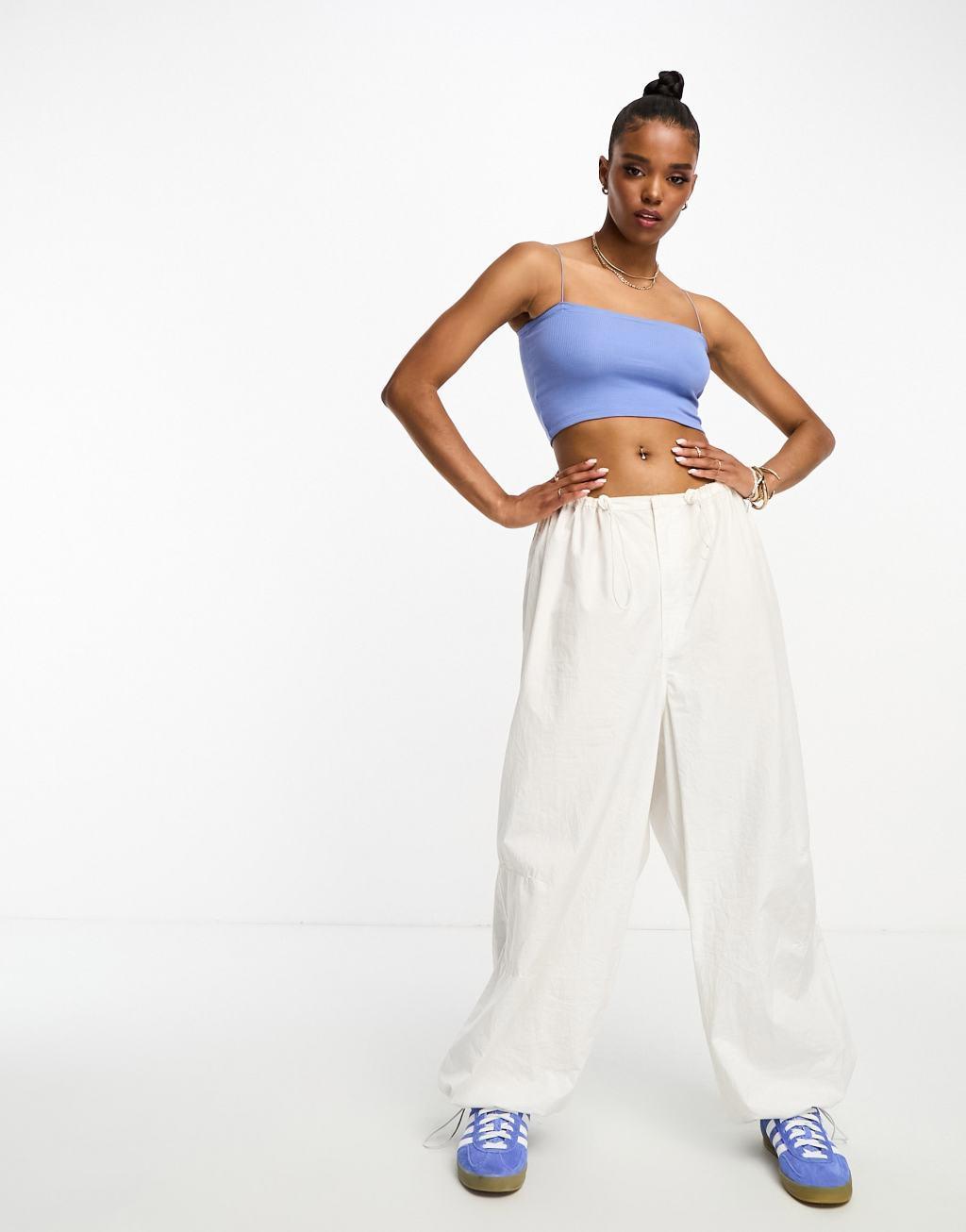 Pull & Bear 2 pack strappy ribbed tube crop top Product Image