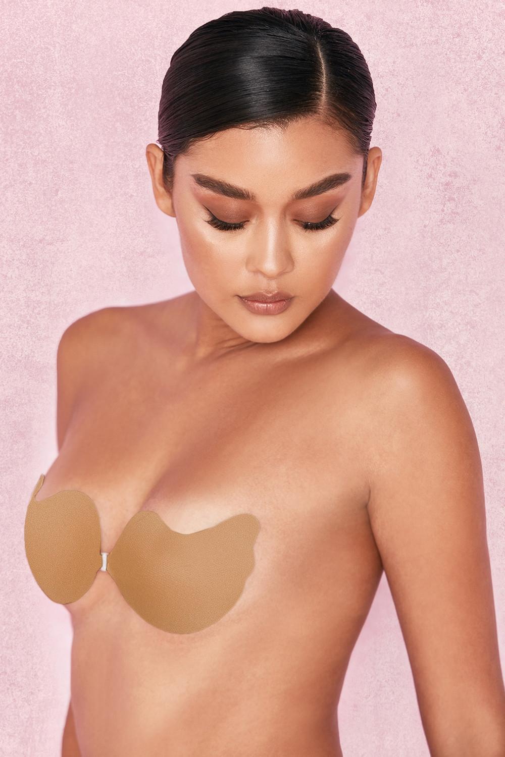 V front fastening moulded microfibre  bra - caramel Product Image