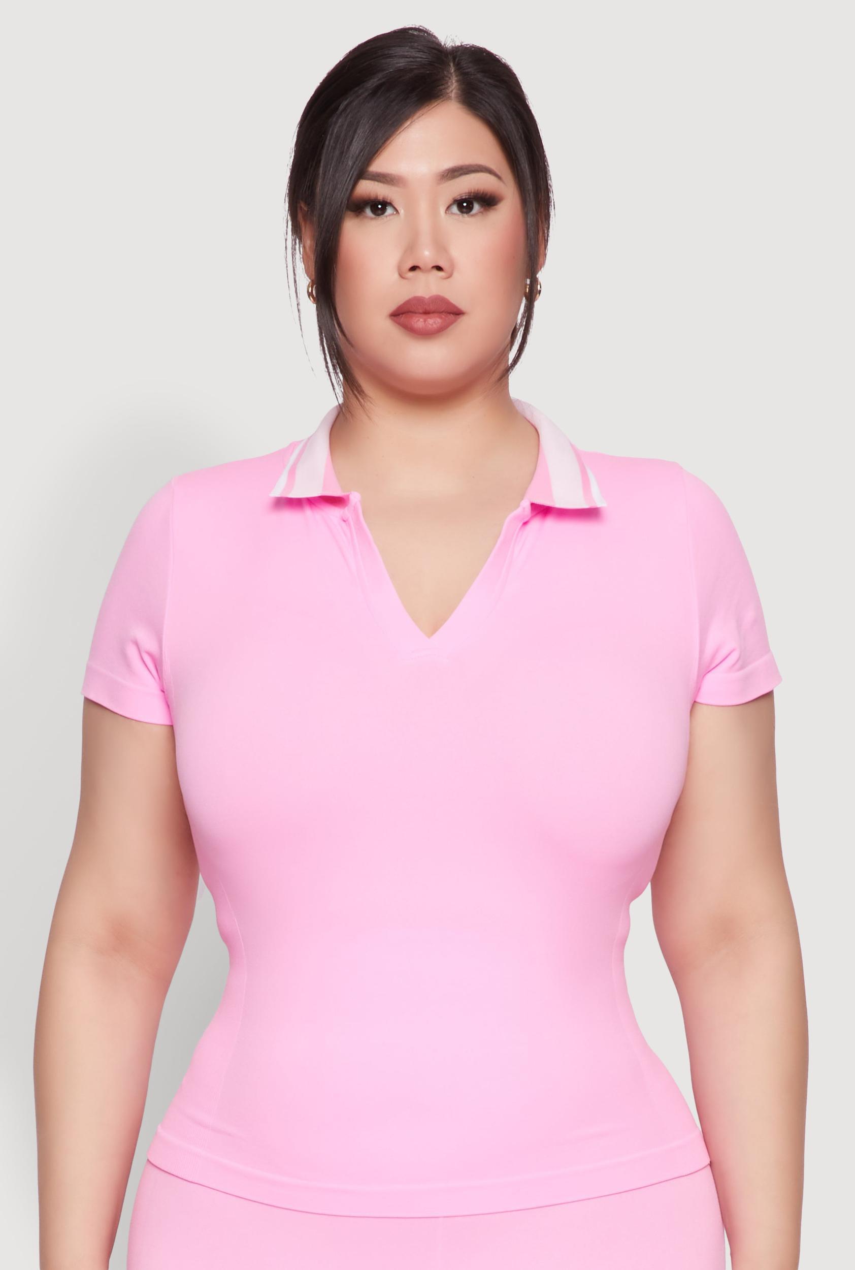 Womens Plus Size Contrast Trim Polo Shirt Product Image