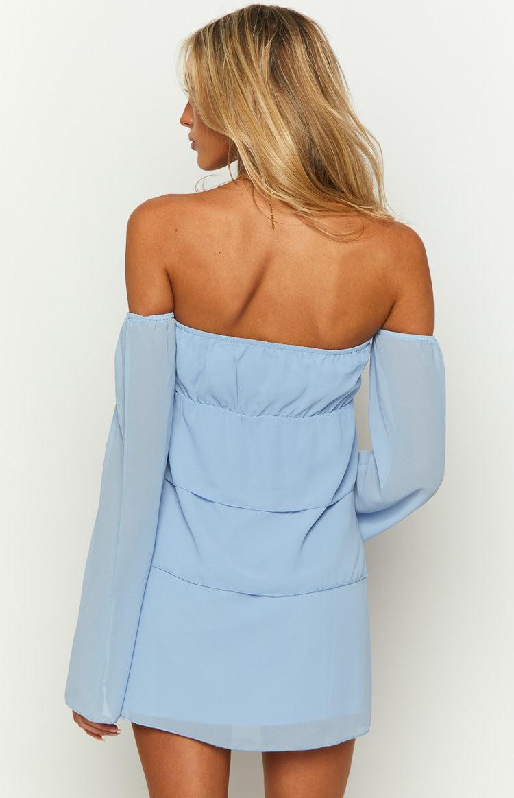 Cindee Blue Off Shoulder Mini Dress Product Image