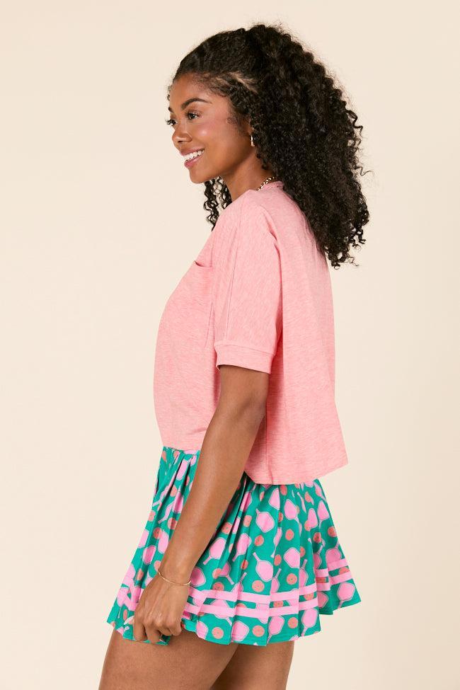 Darcy Short Sleeve Crop Coral Tee Product Image