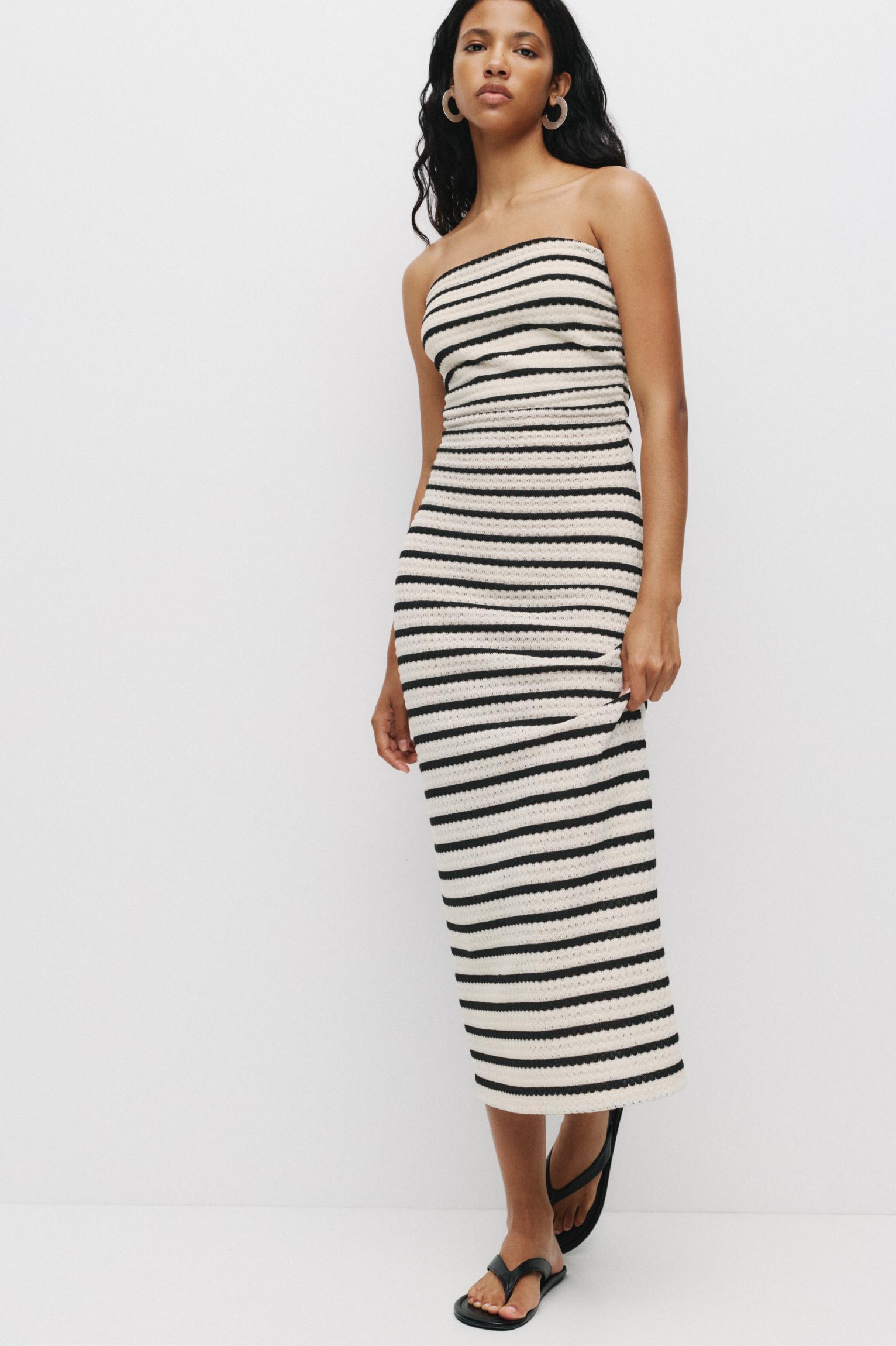 Striped knit midi dress Product Image