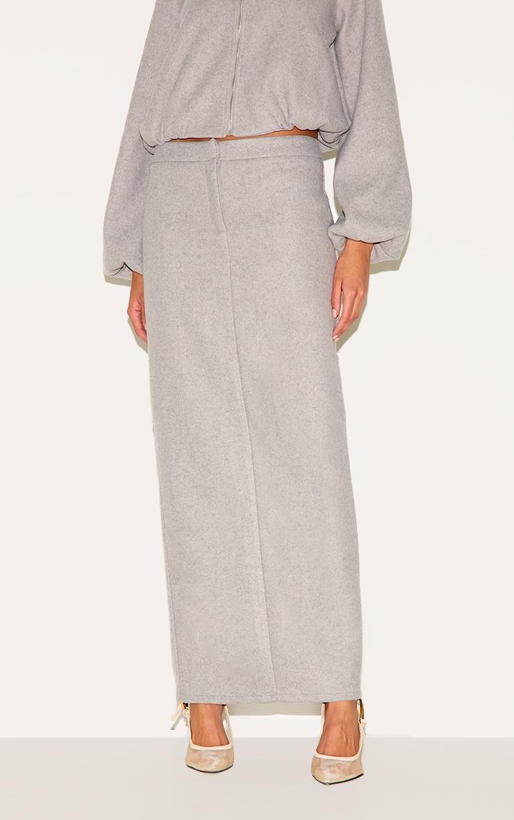 Charcoal Grey Heavy Brushed Maxi Skirt Product Image