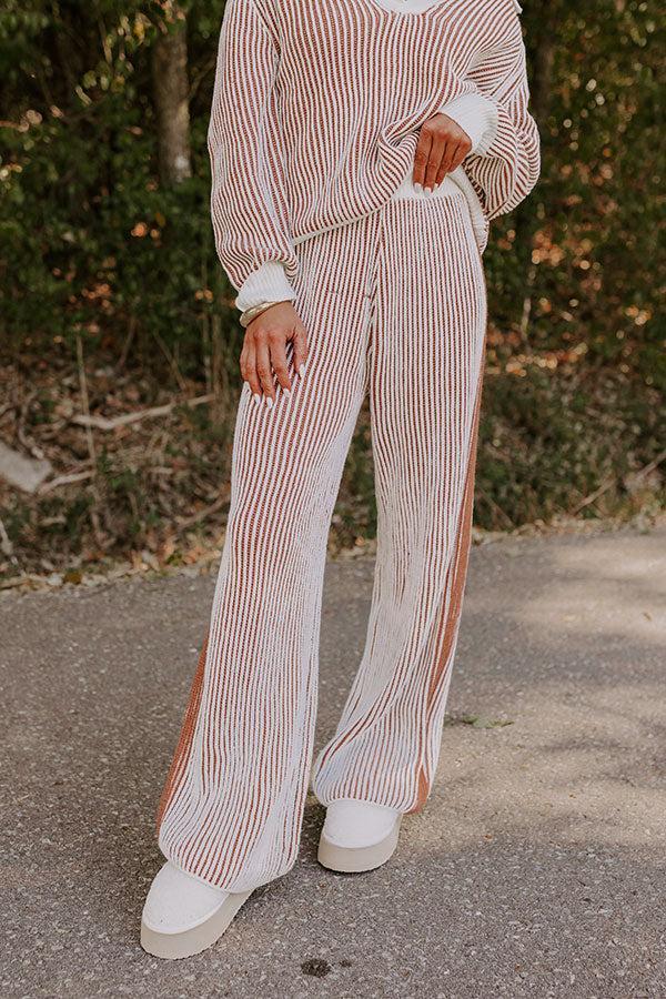 Uptown Chic High Waist Ribbed Pants in Ivory Product Image