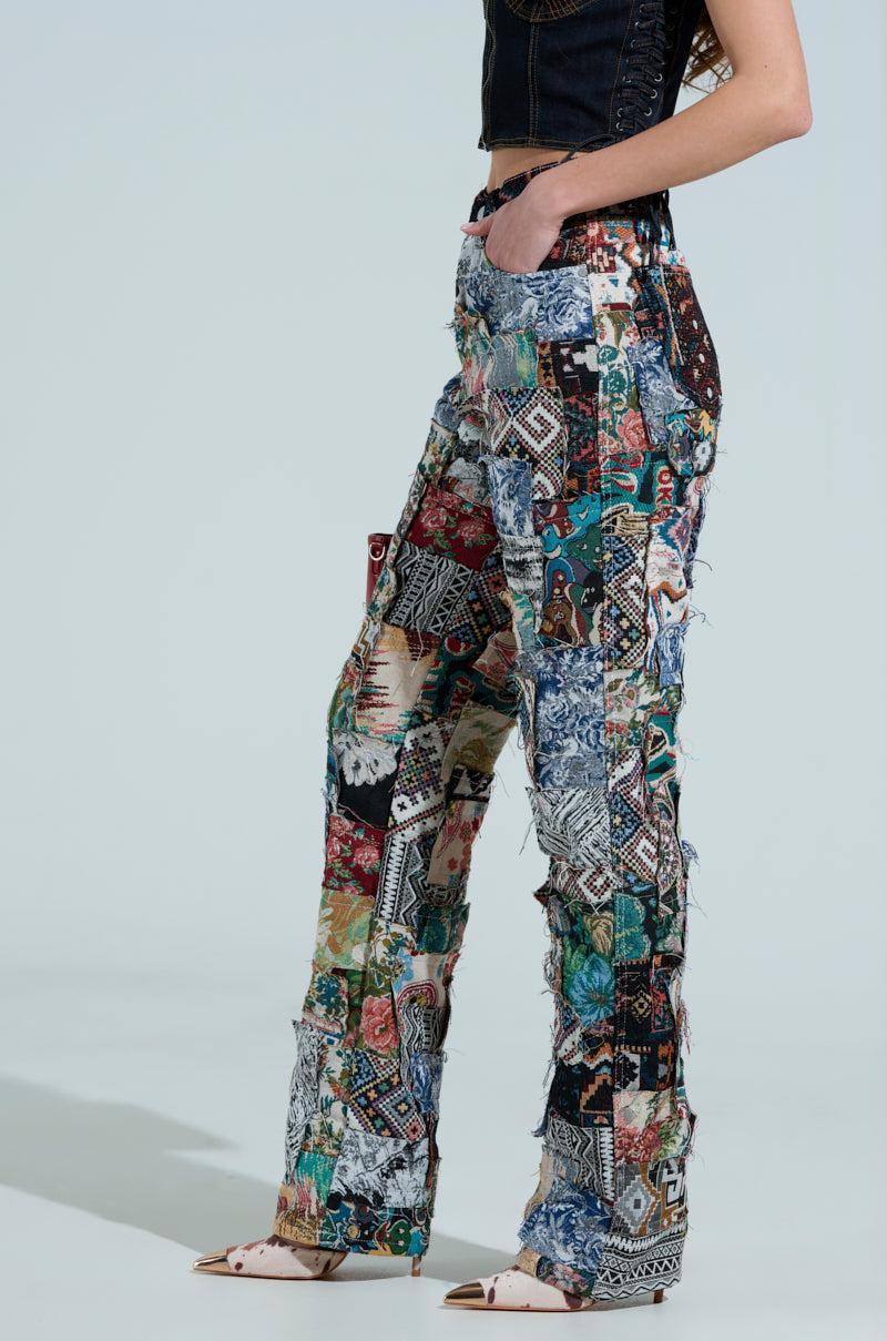 ODESSA RELAXED FIT PATCHWORK PANTS Product Image