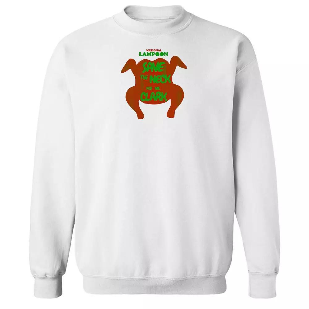 Men's Save the Neck For Me Clark National Lampoon's Christmas Vacation Graphic Fleece Crew Sweatshirt, Size: Large, White Product Image