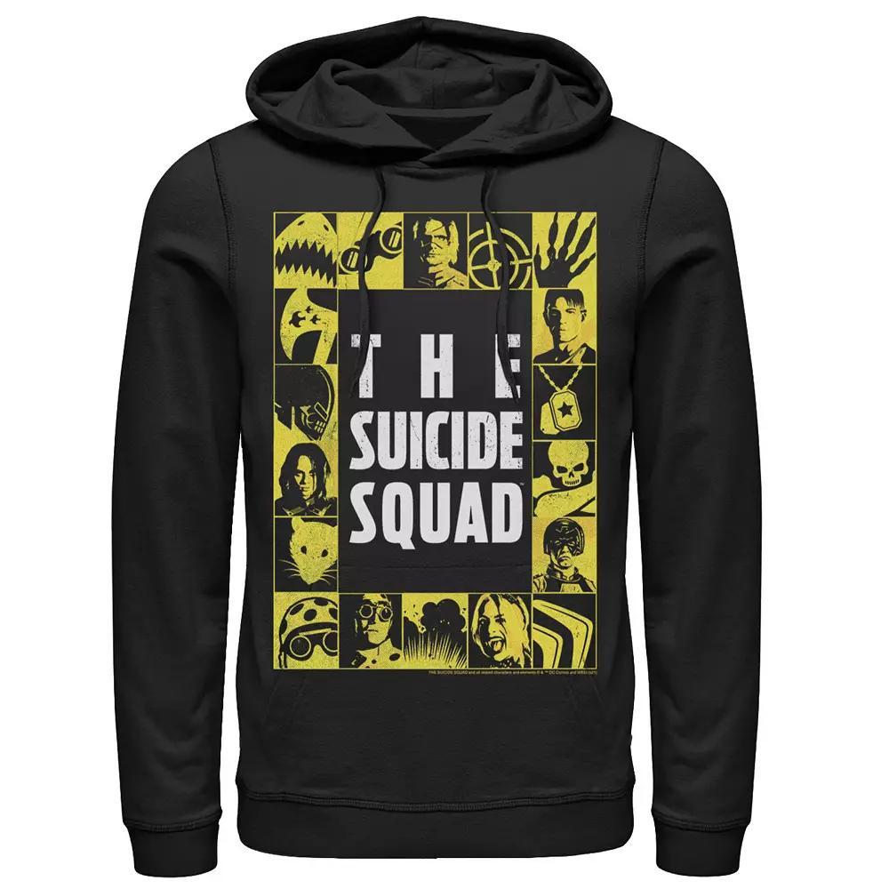 Men's The Suicide Squad Yellow Squares Logo Hoodie, Boy's, Size: XL, Black Product Image