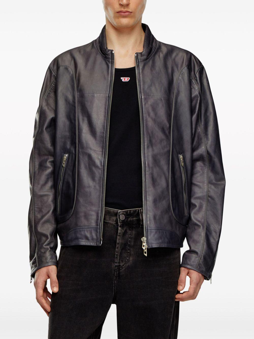 L-krix Leather Biker Jacket In Black Product Image