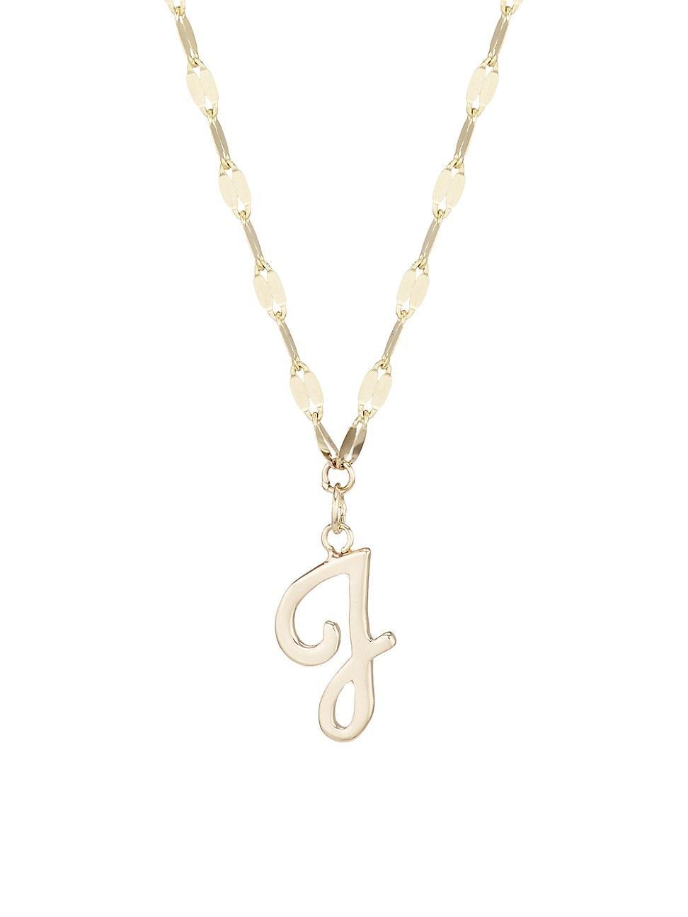 Womens 14K Yellow Gold Cursive Initial Pendant Necklace Product Image