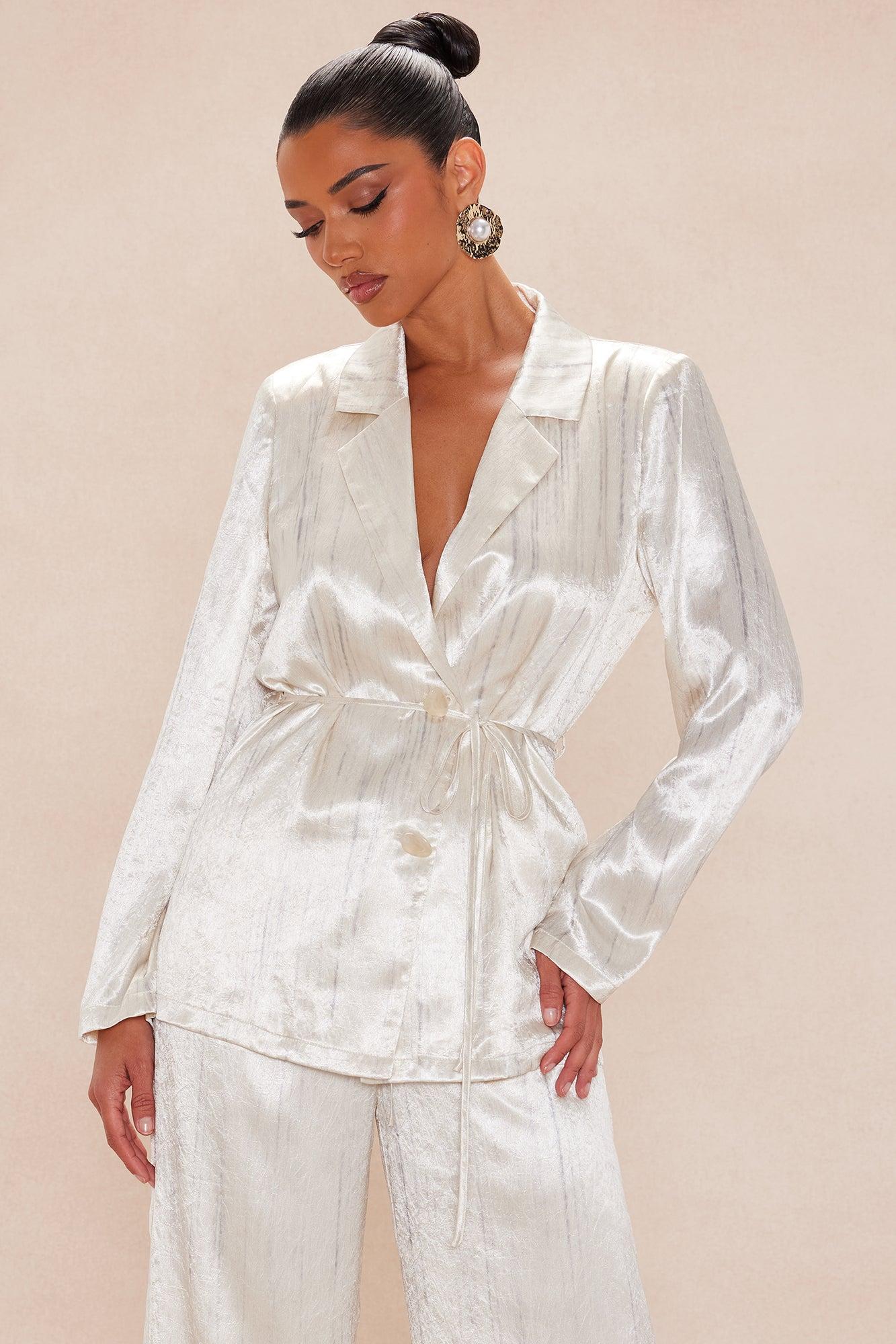 La Perla Satin Suit Set - Silver Female Product Image