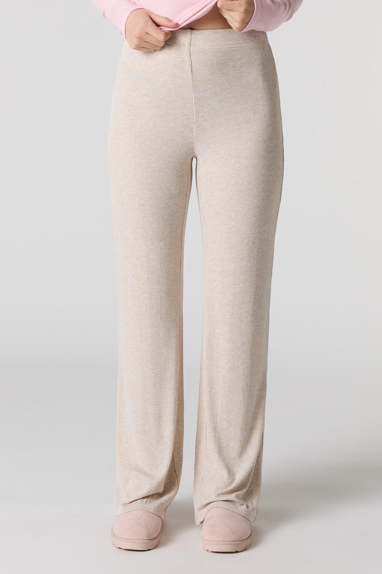 Solid Ribbed Wide Leg Pant Female Product Image