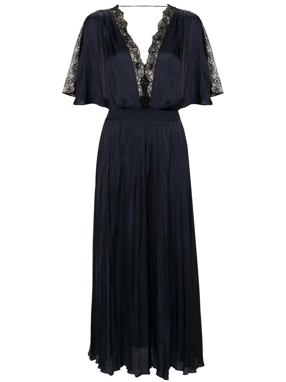 lace-trim pleated maxi dress Product Image
