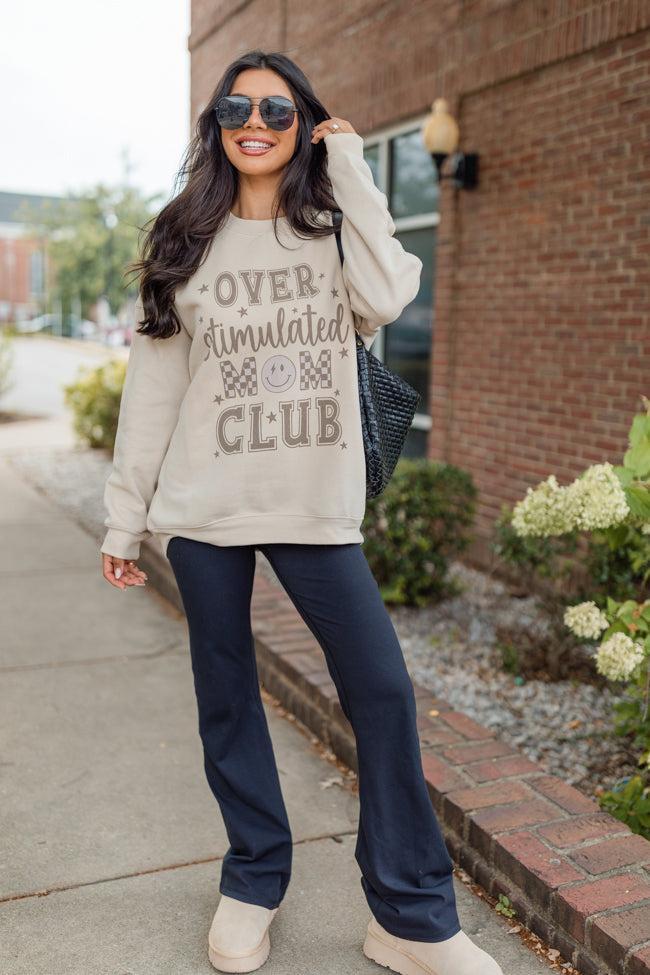 Over Stimulated Mom Club Cream Graphic Sweatshirt Product Image