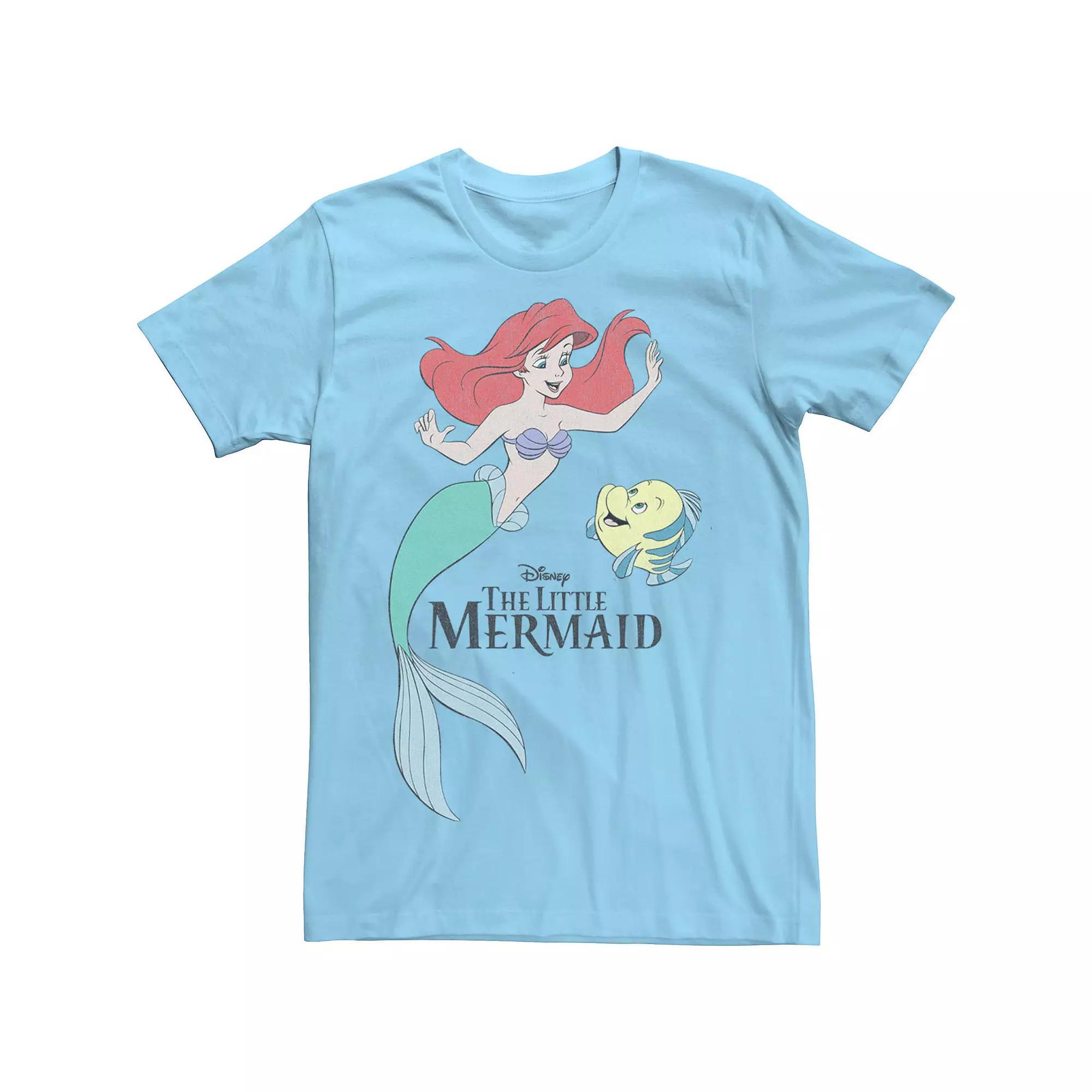 Disney's The Little Mermaid Ariel & Flounder Men's Portrait Tee, Size: Small, Light Blue Product Image