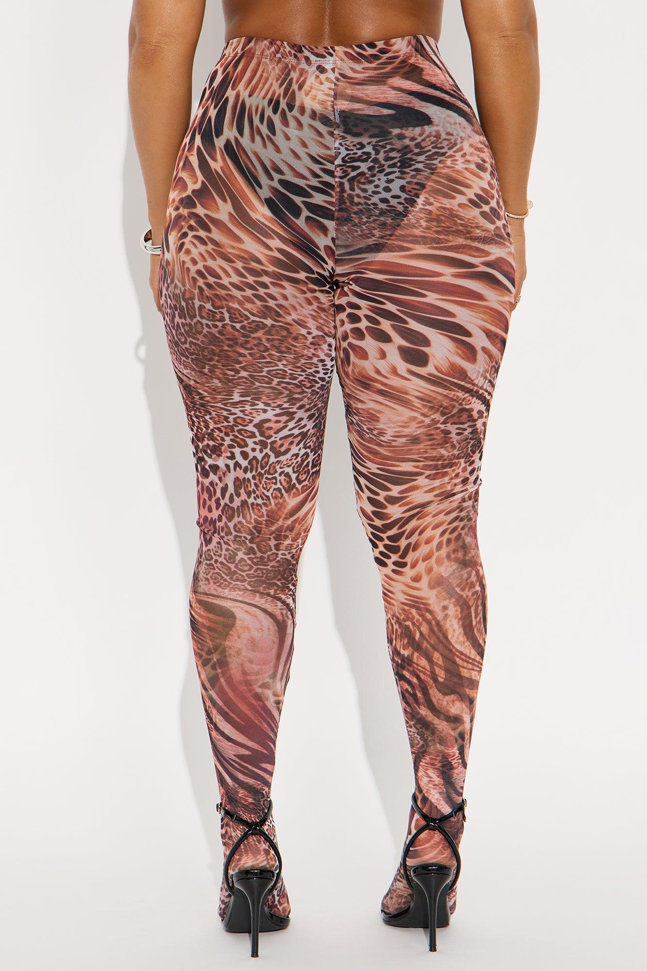 Fierce Attitude Leopard Mesh Footed Legging - Leopard Product Image
