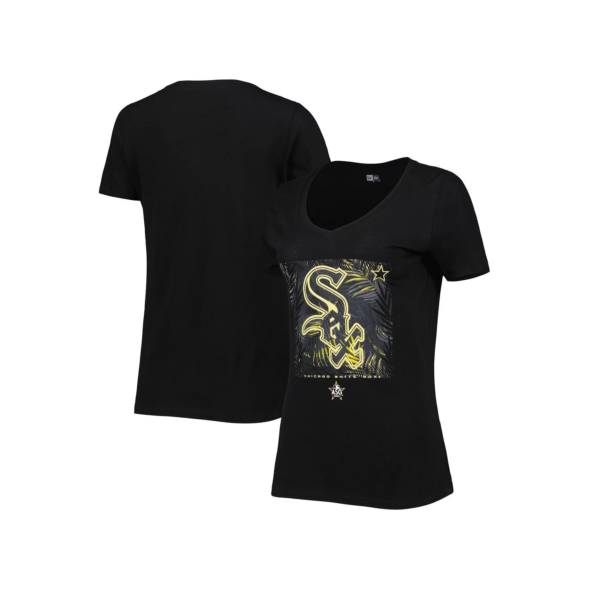 Women's New Era Black Chicago White Sox 2022 MLB All-Star Game Hat Hook-Up V-Neck T-Shirt, Size: Medium Product Image