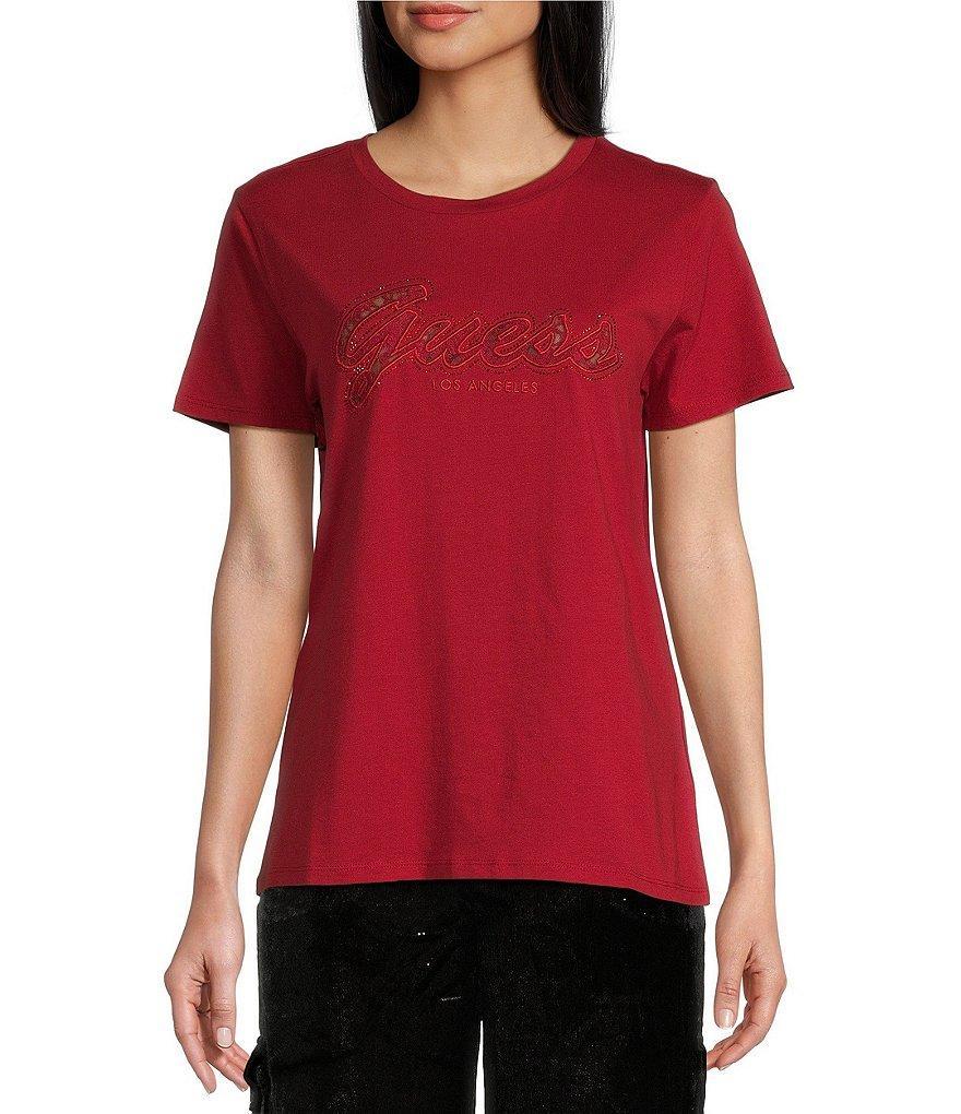 Guess Short Sleeve Scripted Lace Signature Logo Jersey T-Shirt Product Image
