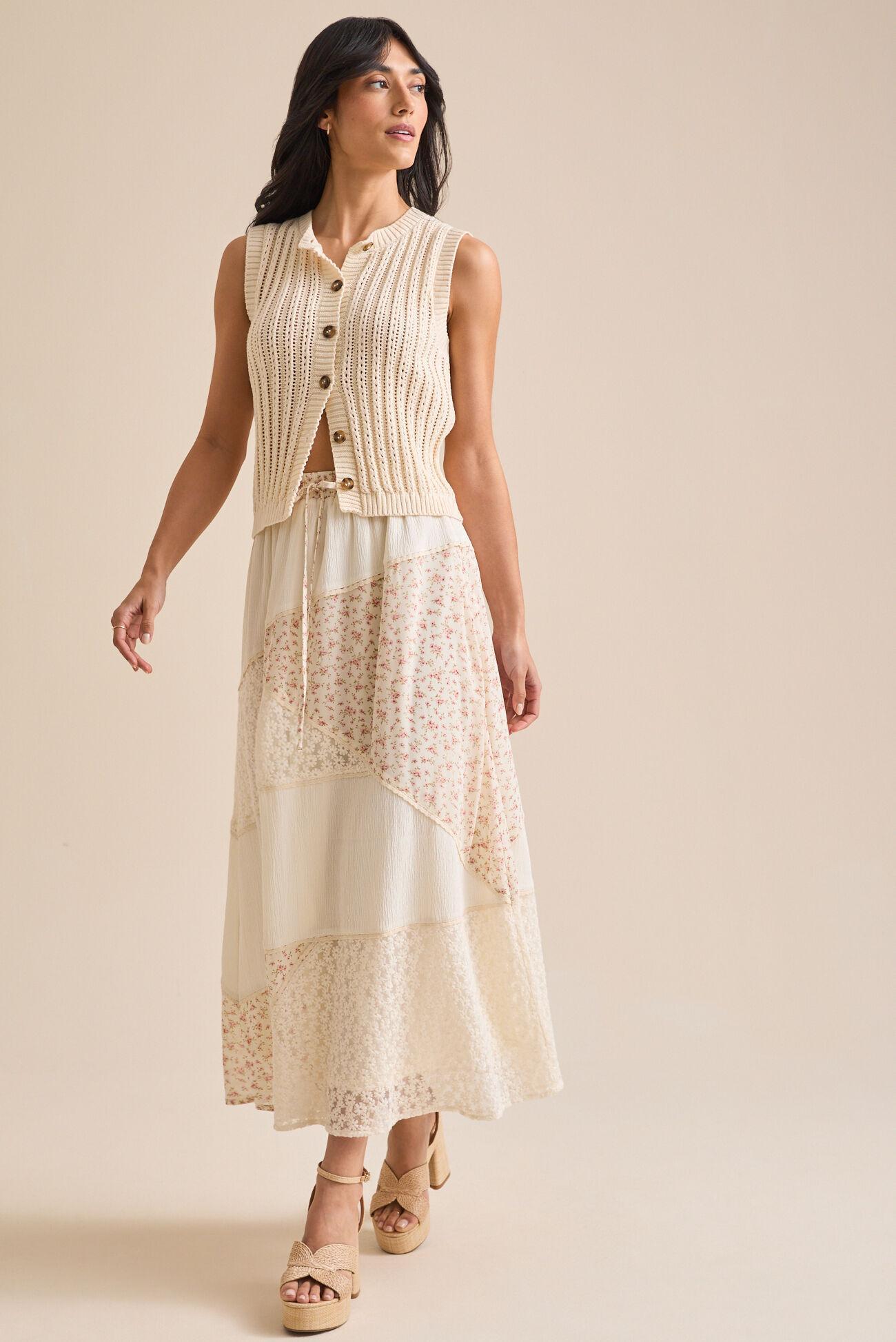 Aster Floral Midi Skirt Product Image