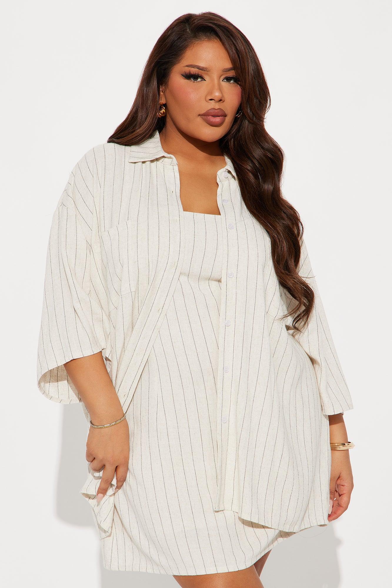 Chill Out Linen Mini Dress Set - Beige Product Image