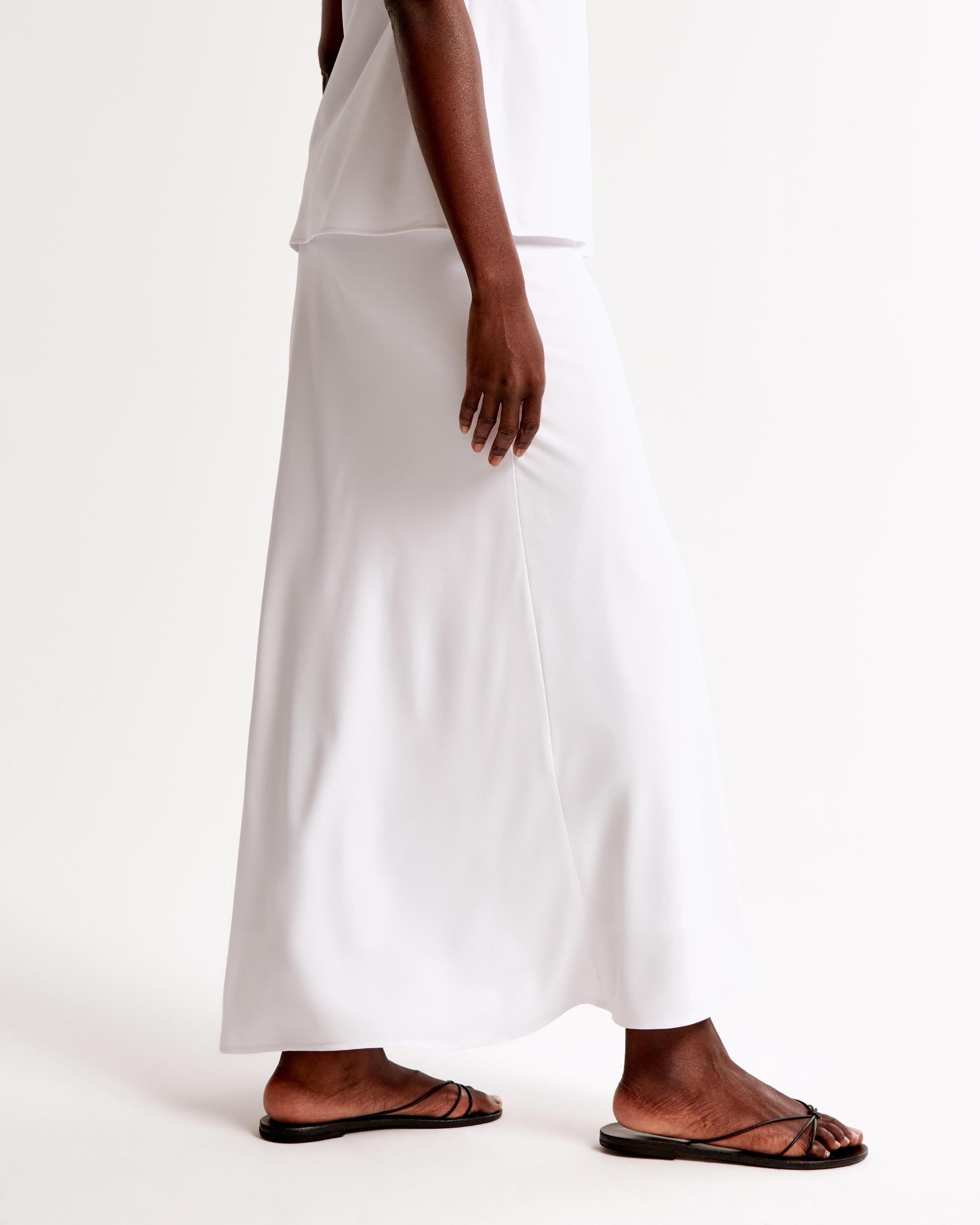 Mid Rise Satin Maxi Skirt Product Image