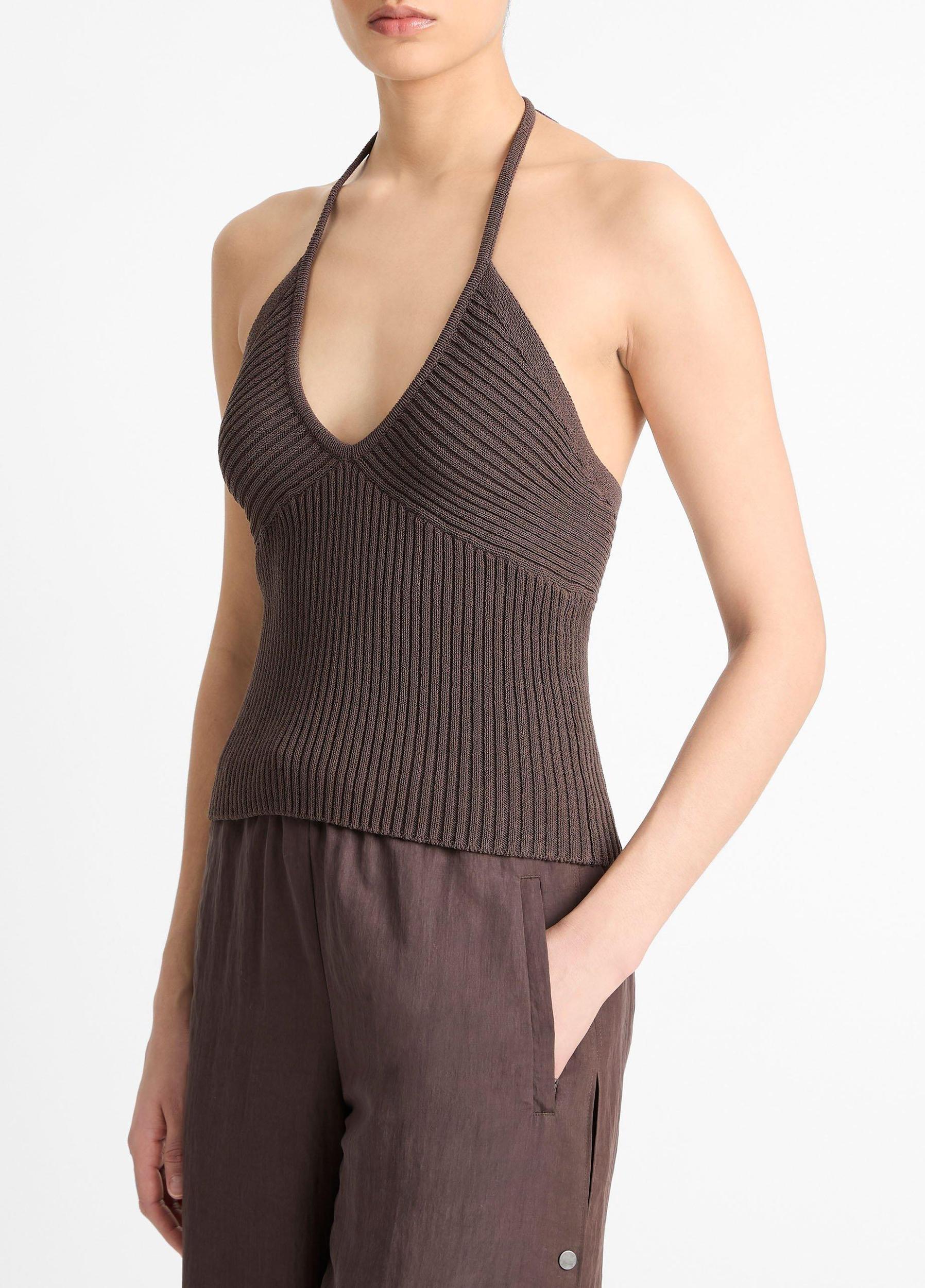 Italian Cotton-Blend Halter Tank Product Image