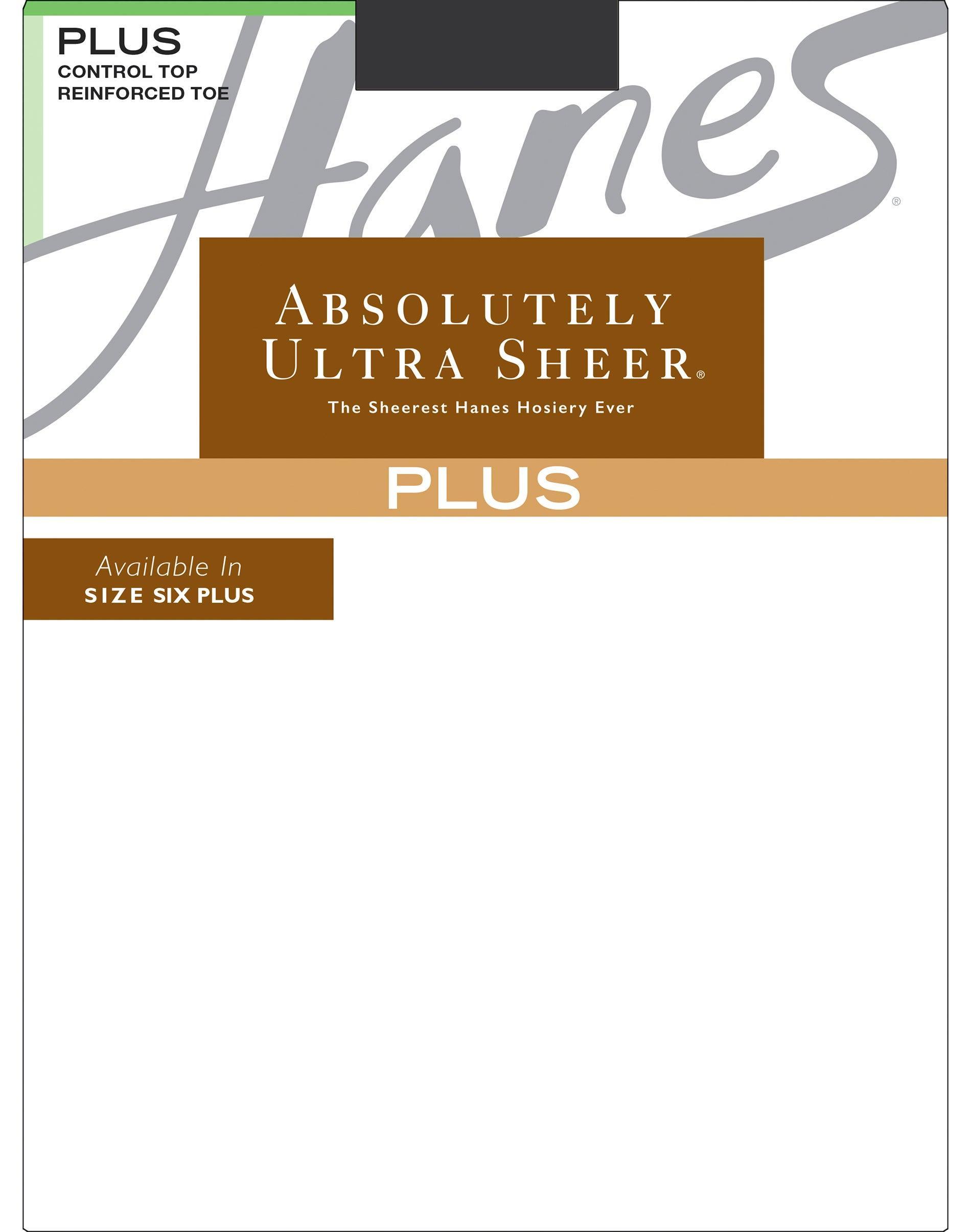 Hanes Absolutely Ultra Sheer Control Top Pantyhose with Reinforced Toe (Plus Size) Barely Black 3PLUS Womens Product Image