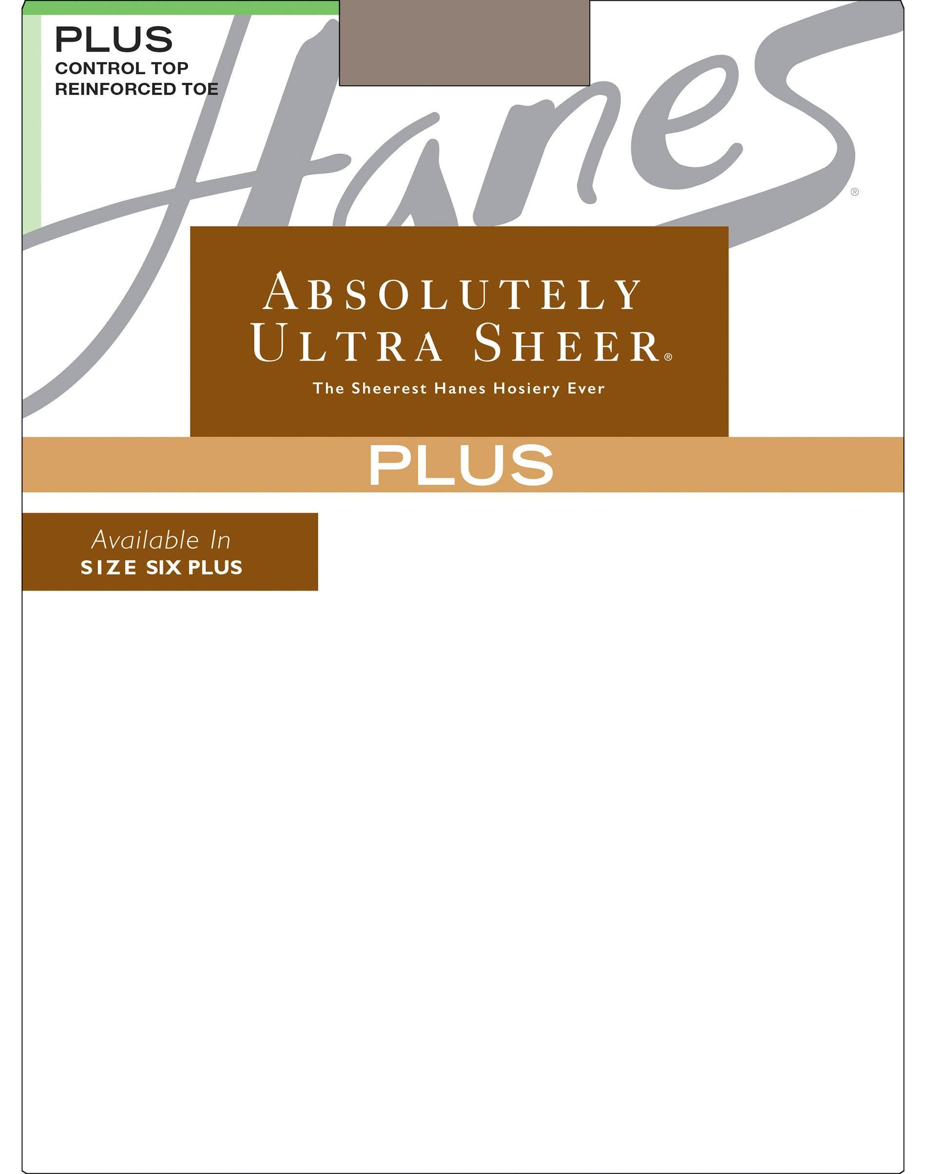 Hanes Absolutely Ultra Sheer Control Top Pantyhose with Reinforced Toe (Plus Size) Barely Black 3PLUS Womens Product Image