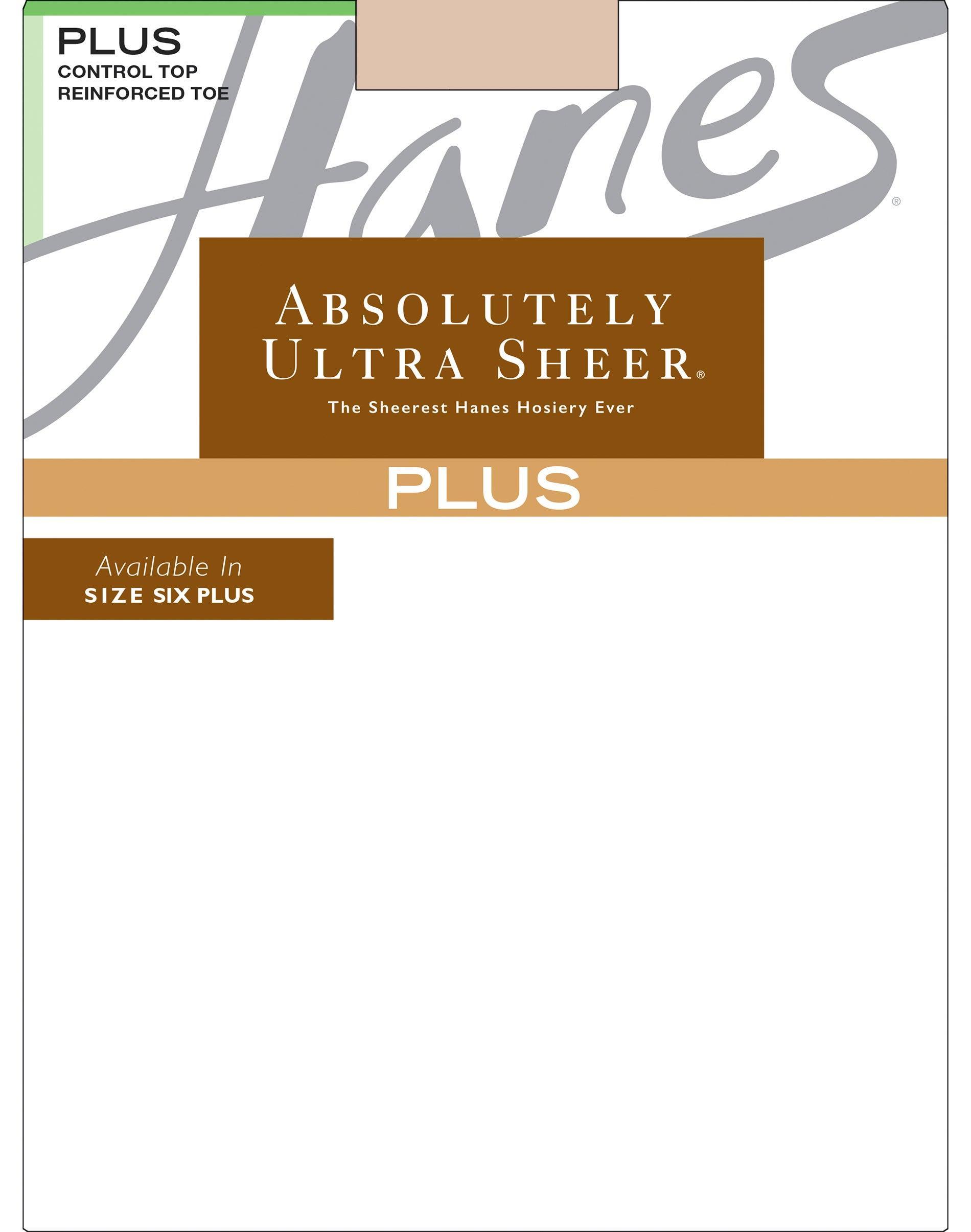 Hanes Absolutely Ultra Sheer Control Top Pantyhose with Reinforced Toe (Plus Size) Barely Black 3PLUS Womens Product Image