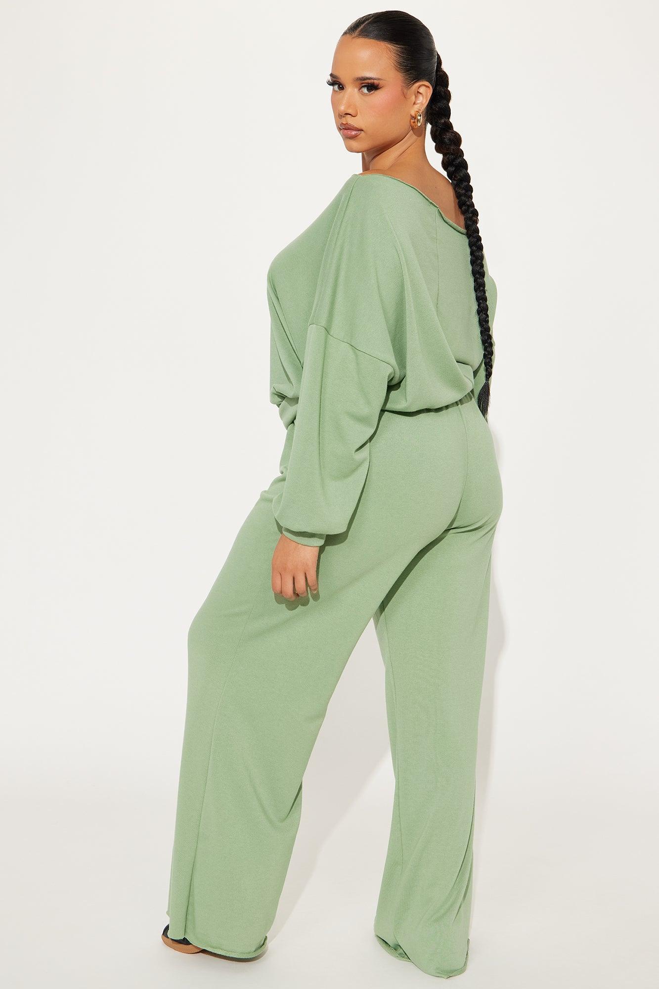 Robyn Off Shoulder Pant Set - Sage Product Image