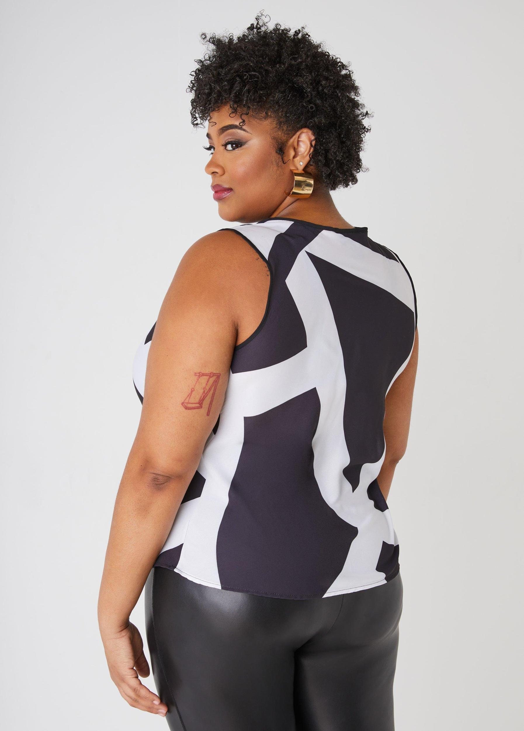 Abstract Print Cowl Neck Tank Product Image