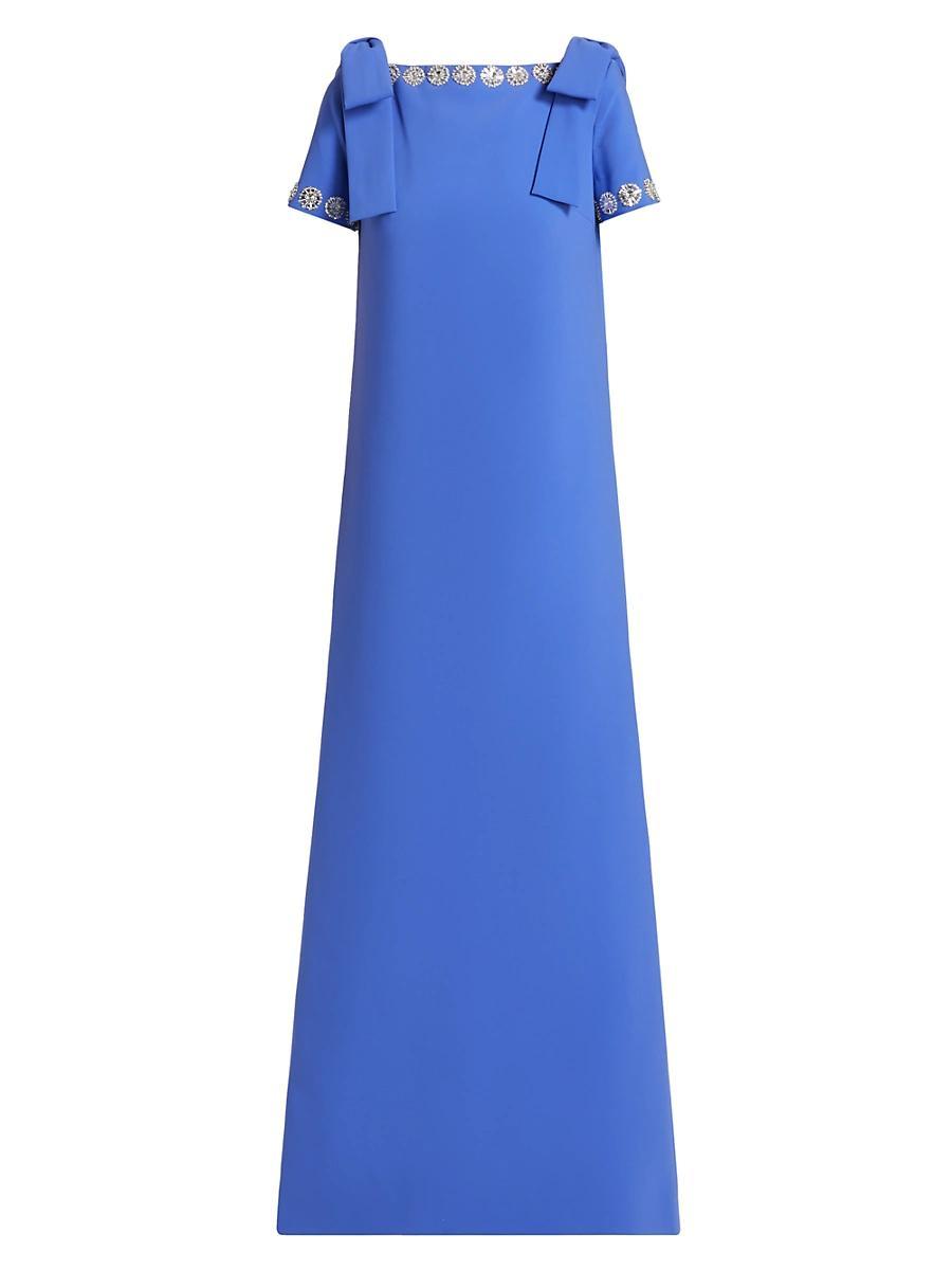 Womens Embellished Bow-Shoulder A-Line Gown Product Image