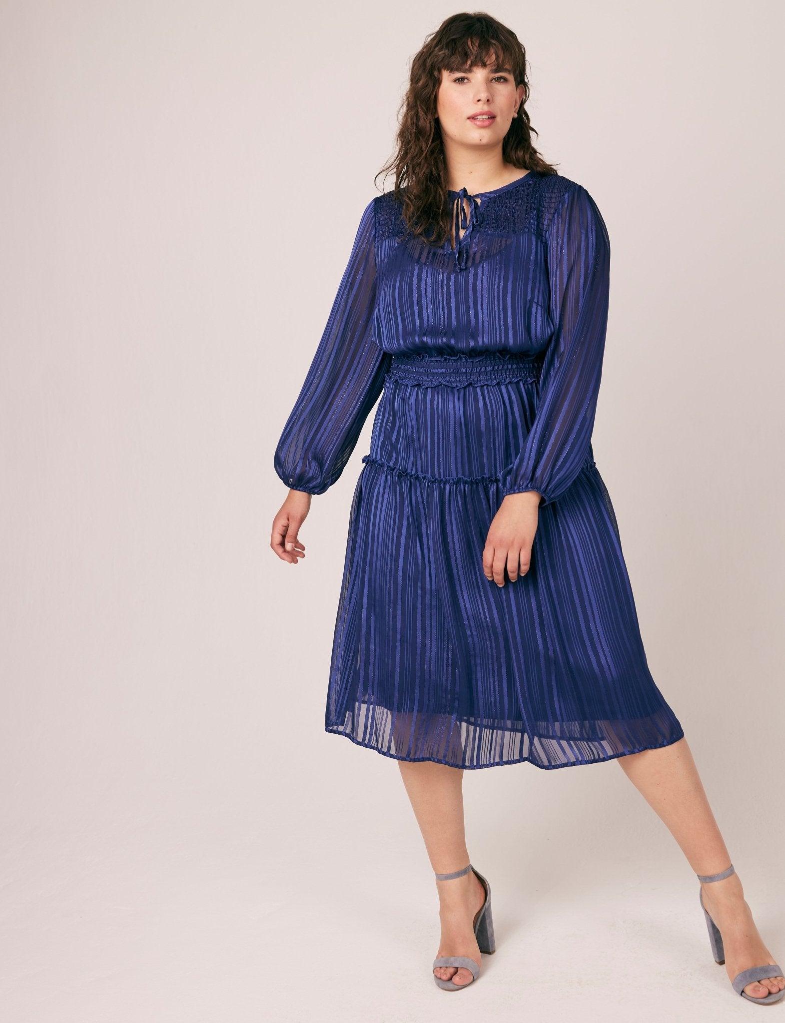 Figueroa & Flower Satin Stripe Midi Dress - Plus Female Product Image