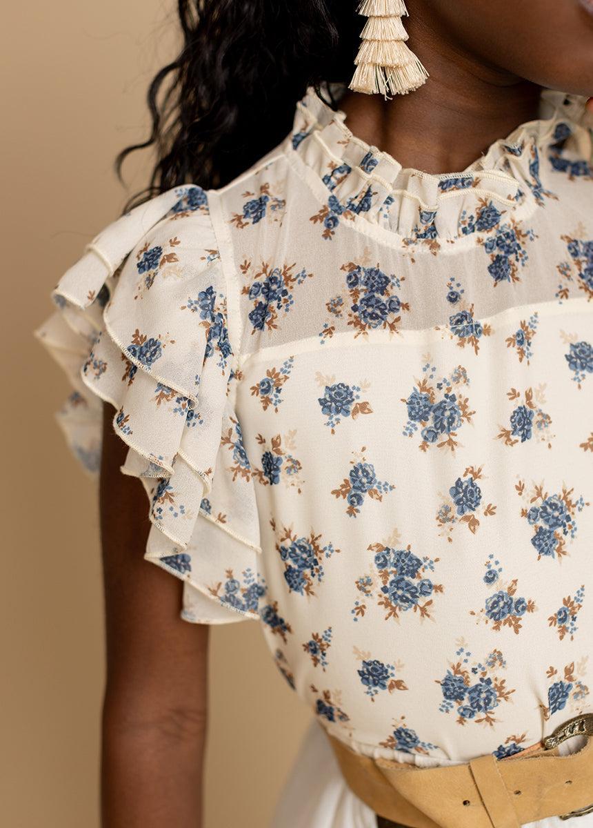 Isadora Top in Cream Ditsy Floral Girls Product Image