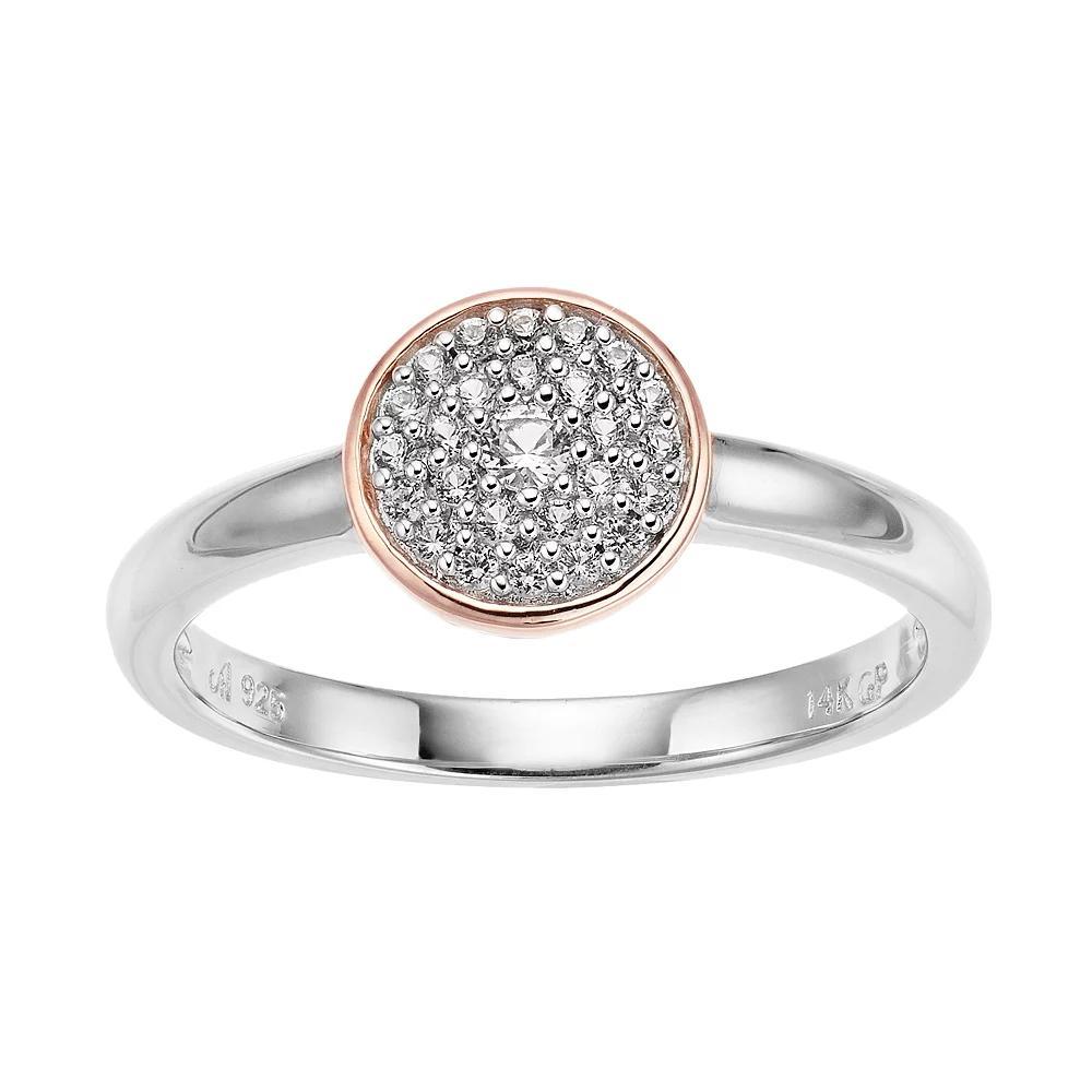 14k Rose Gold over Sterling Silver Lab-Created White Sapphire Ring, Women's, Size: 8, Pink Tone Product Image