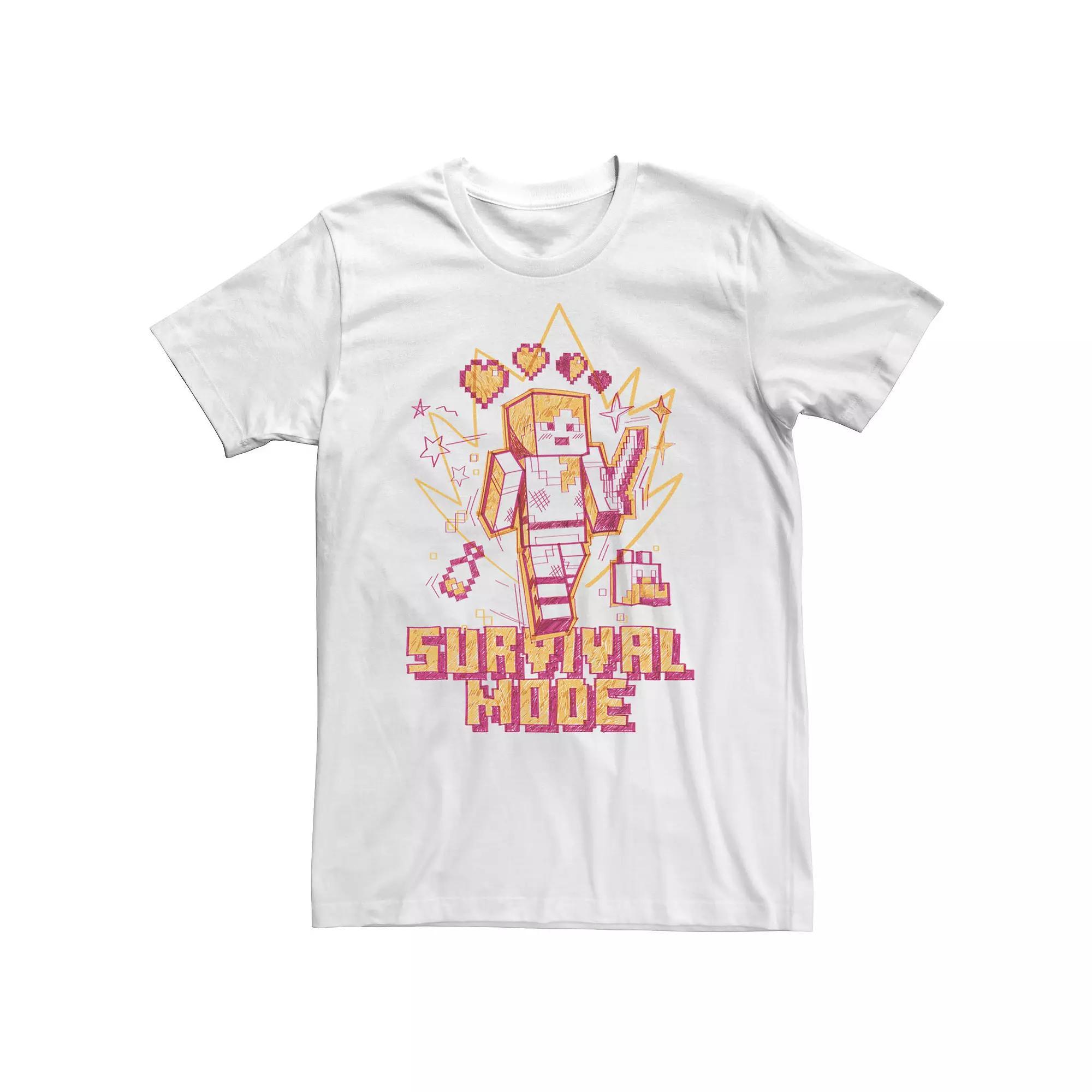 Big & Tall Minecraft Survival Mode Sketch Collage Tee, Men's, Size: XXL Tall, White Product Image