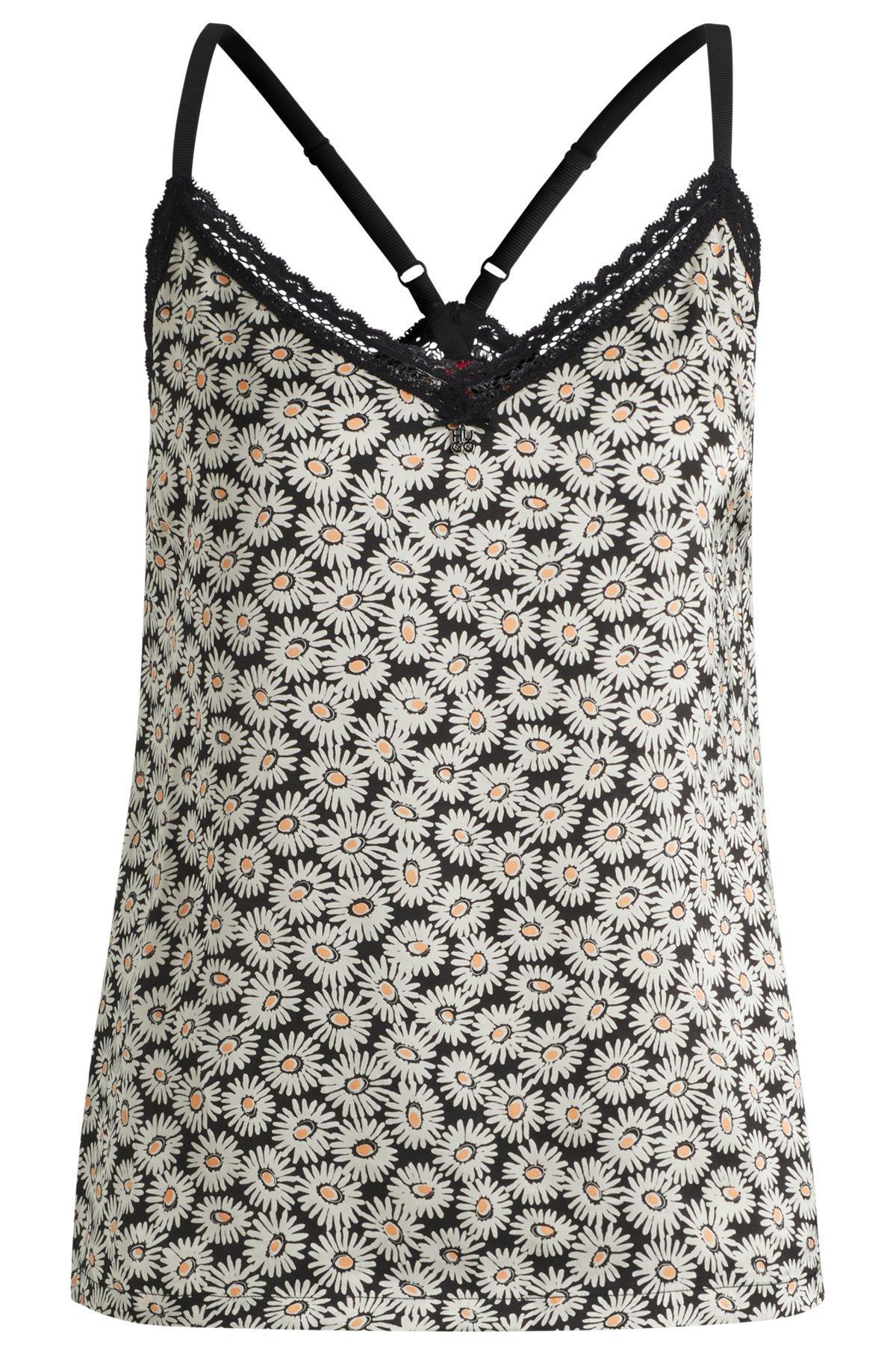 Lace-trim pajama vest in satin Product Image