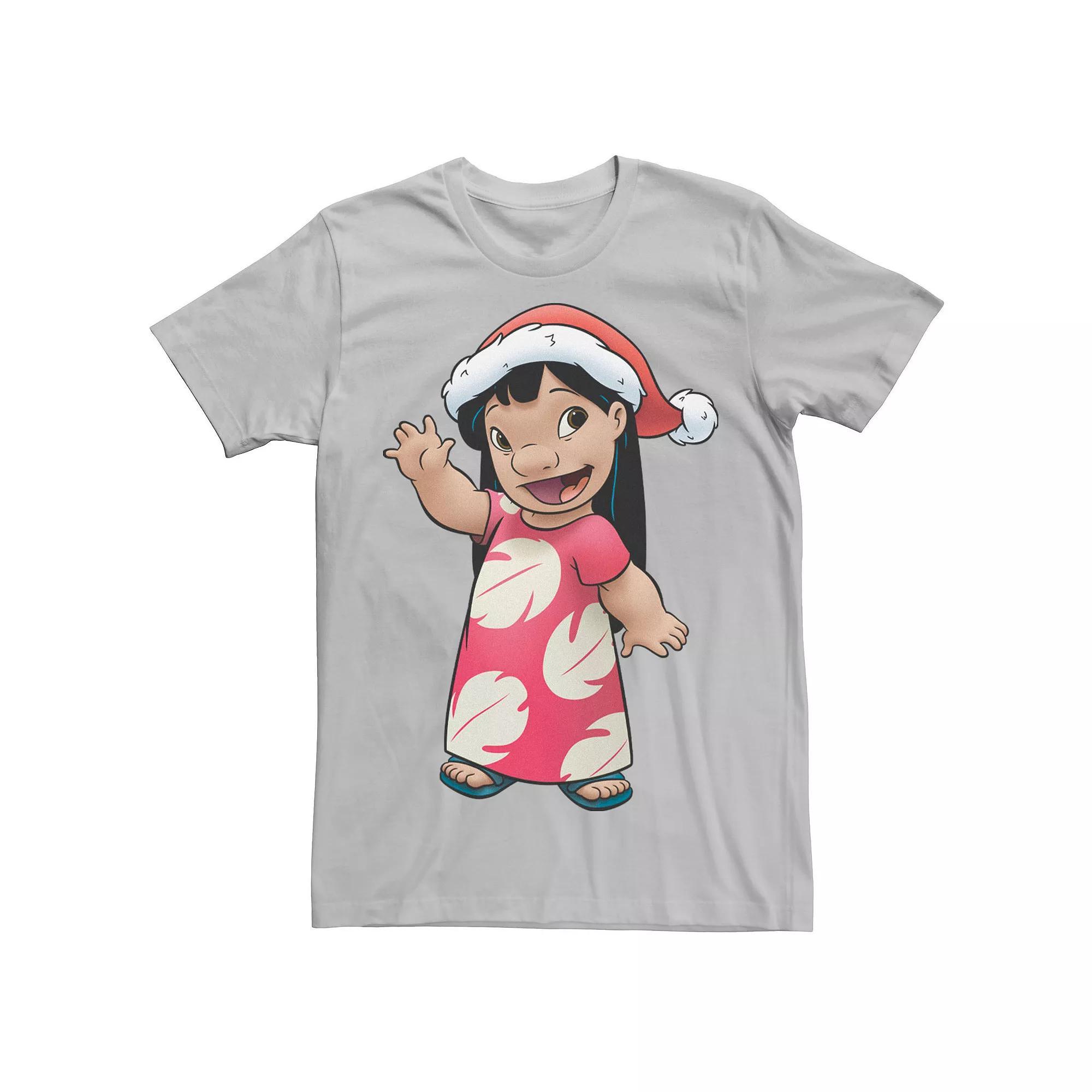 Disney's Lilo & Stitch Christmas Lilo Santa Hat Portrait Men's Tee, Size: Small, Silver Product Image