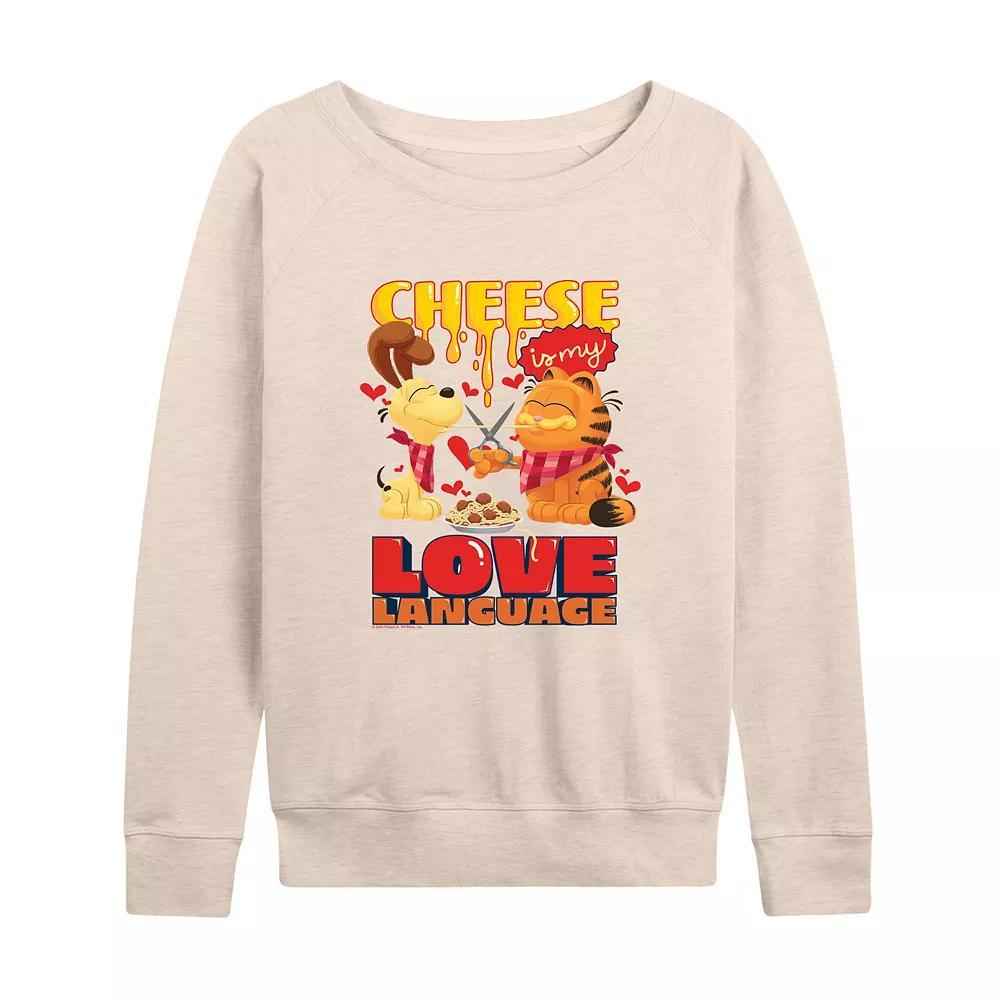 Womens The Garfield Movie Love Language French Terry Long Sleeve Tee Product Image