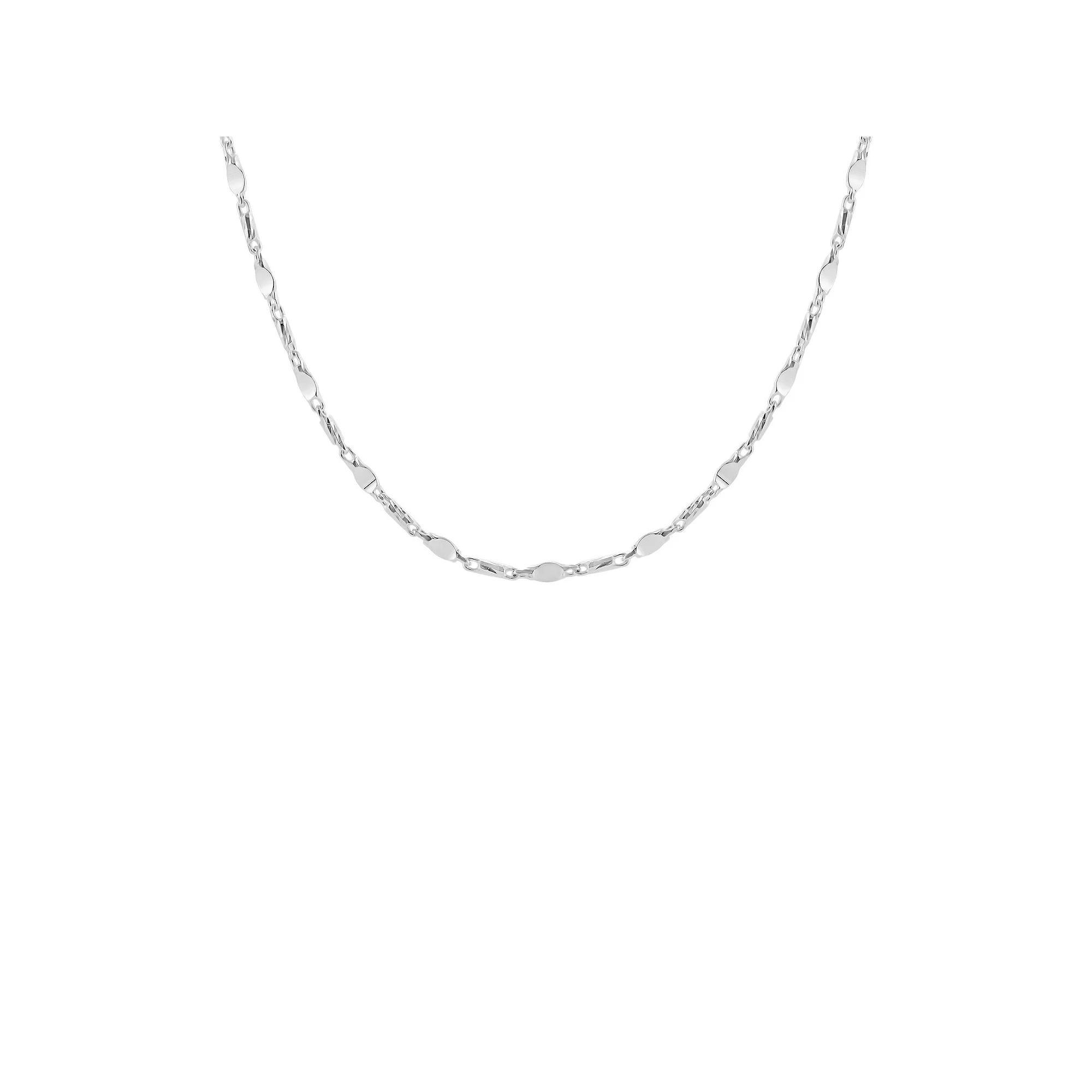PRIMROSE Sterling Silver Polished Diamond Cut Flat Bar Stations Chain Necklace, Women's, Size: 18" Product Image