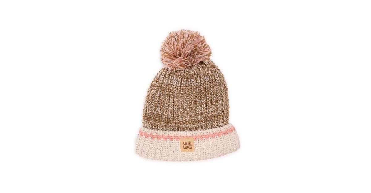 Womens MUK LUKS Marled Chunky Stitch Hat, Ebony White Marl Product Image