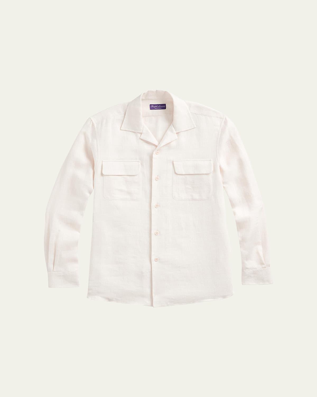 Mens Textured Linen-Blend Camp Shirt Product Image