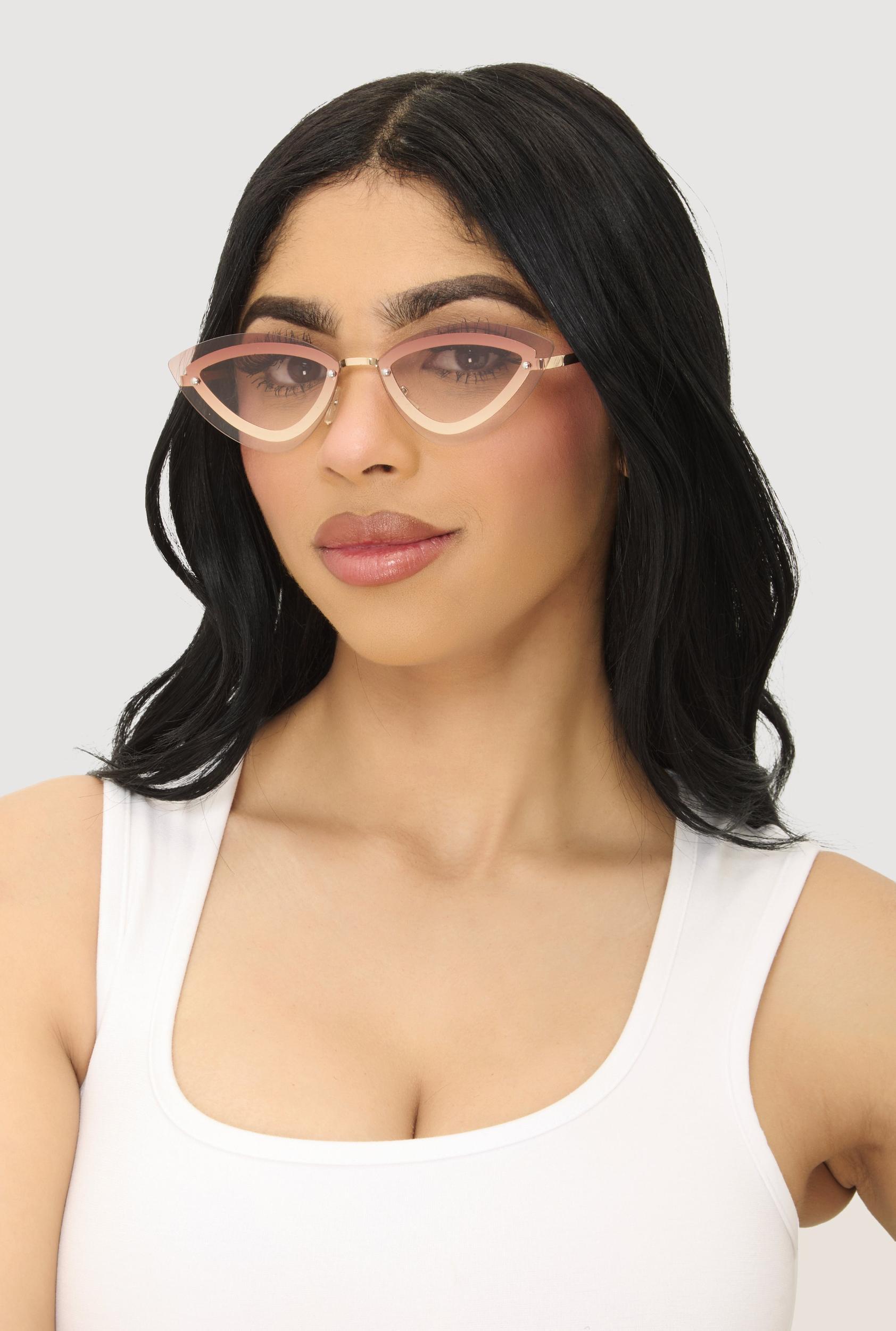 Rimless Cat Eye Sunglasses Female Product Image