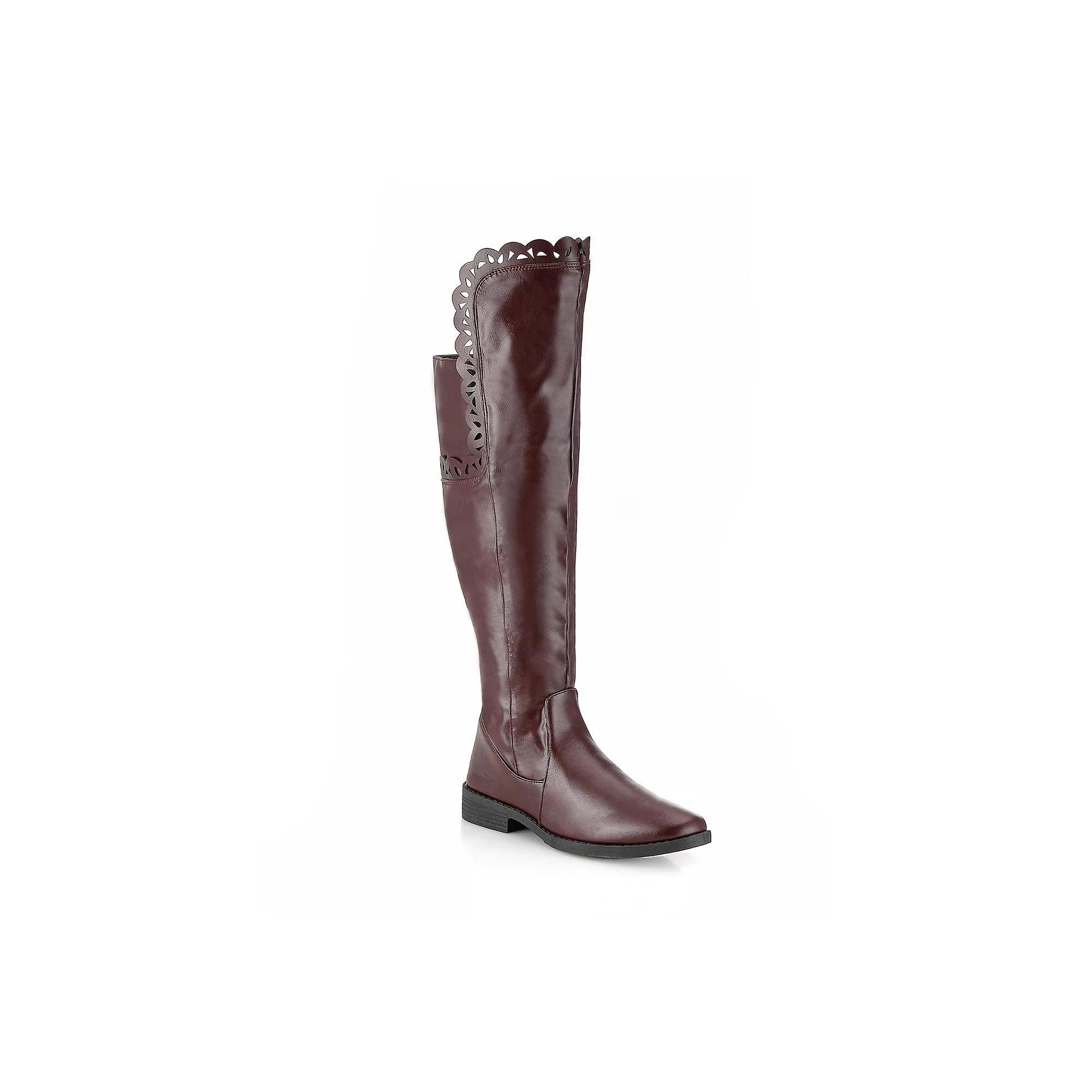 Henry Ferrera Charm-504 Women's Thigh-High Boots, Size: 8, Burgendy Product Image