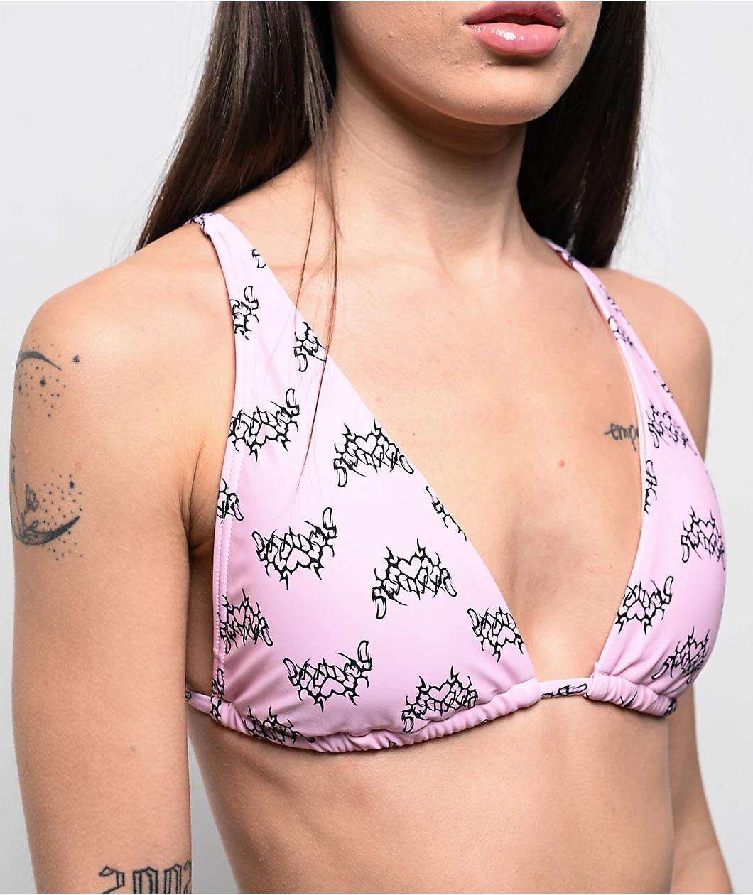 SWIXXZ Heart Flame Pink High Leg Bikini Bottom Product Image