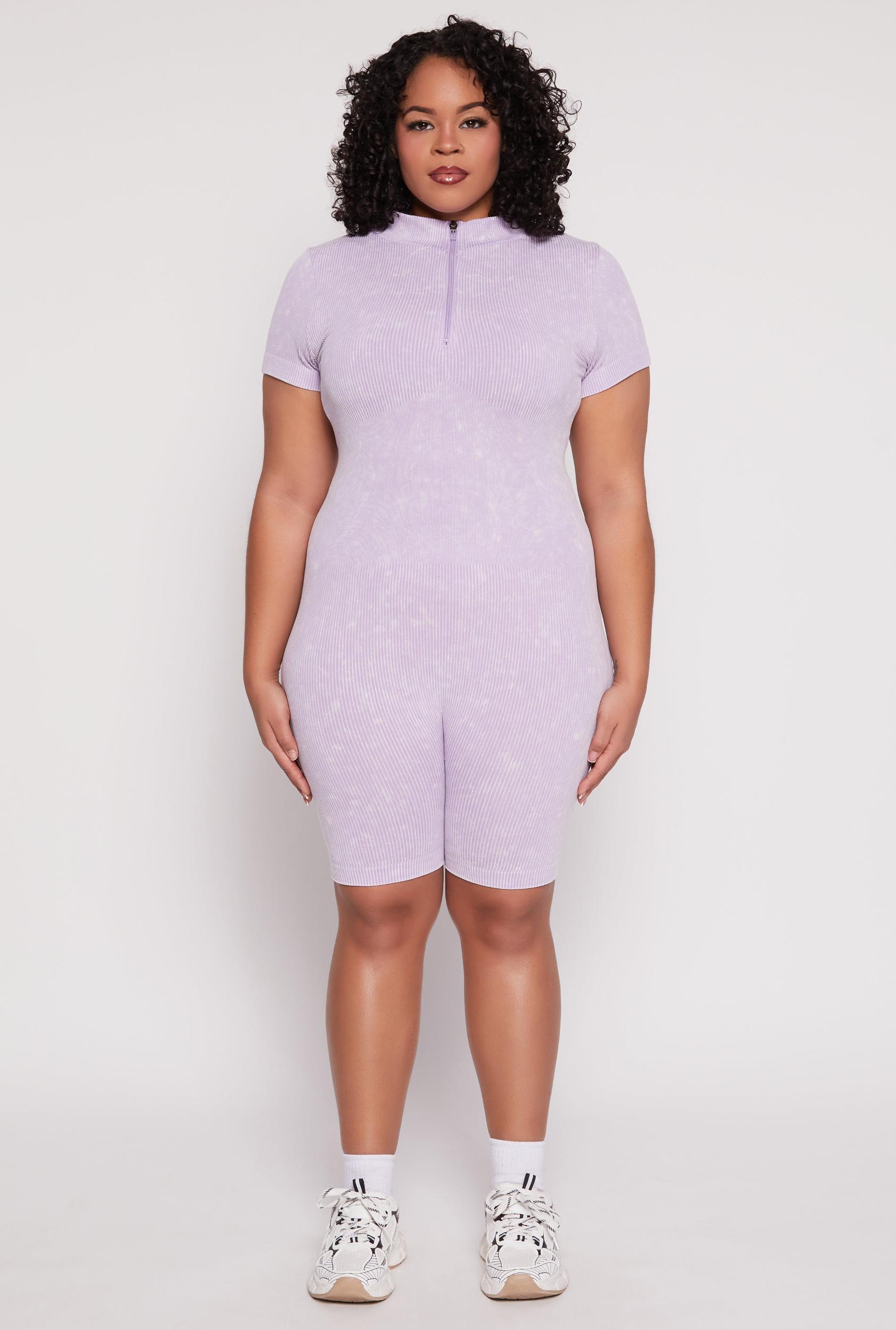 Womens Plus Size Acid Wash Biker Romper Product Image